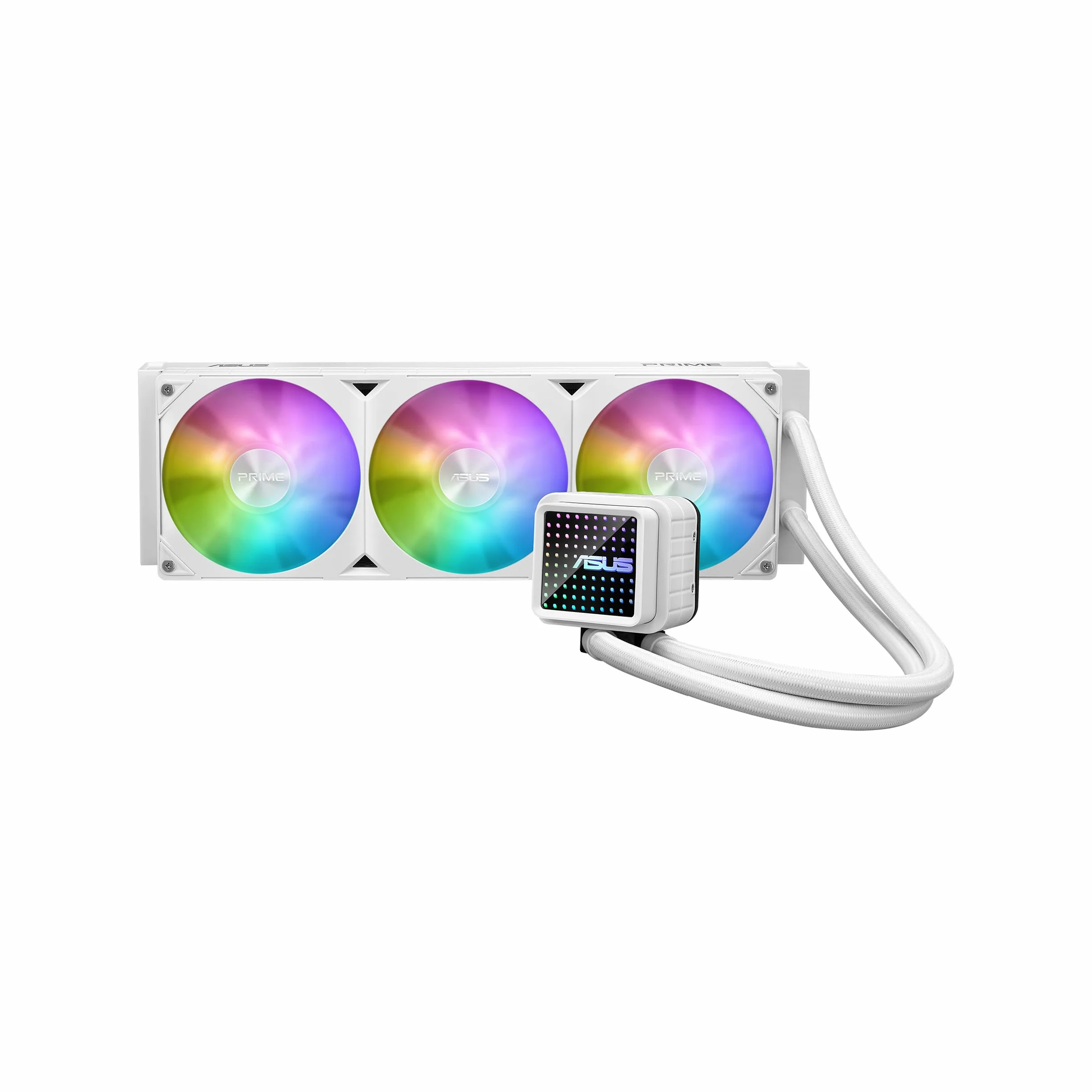 ASUS Prime LC ARGB White Edition All-in-One płynny procesor chłodzący (powiększona powierzchnia styku, blok wodny z soczewkami lustrzanymi Infinity Infinity, wentylator ARGB, Intel LGA 1851, 1700,