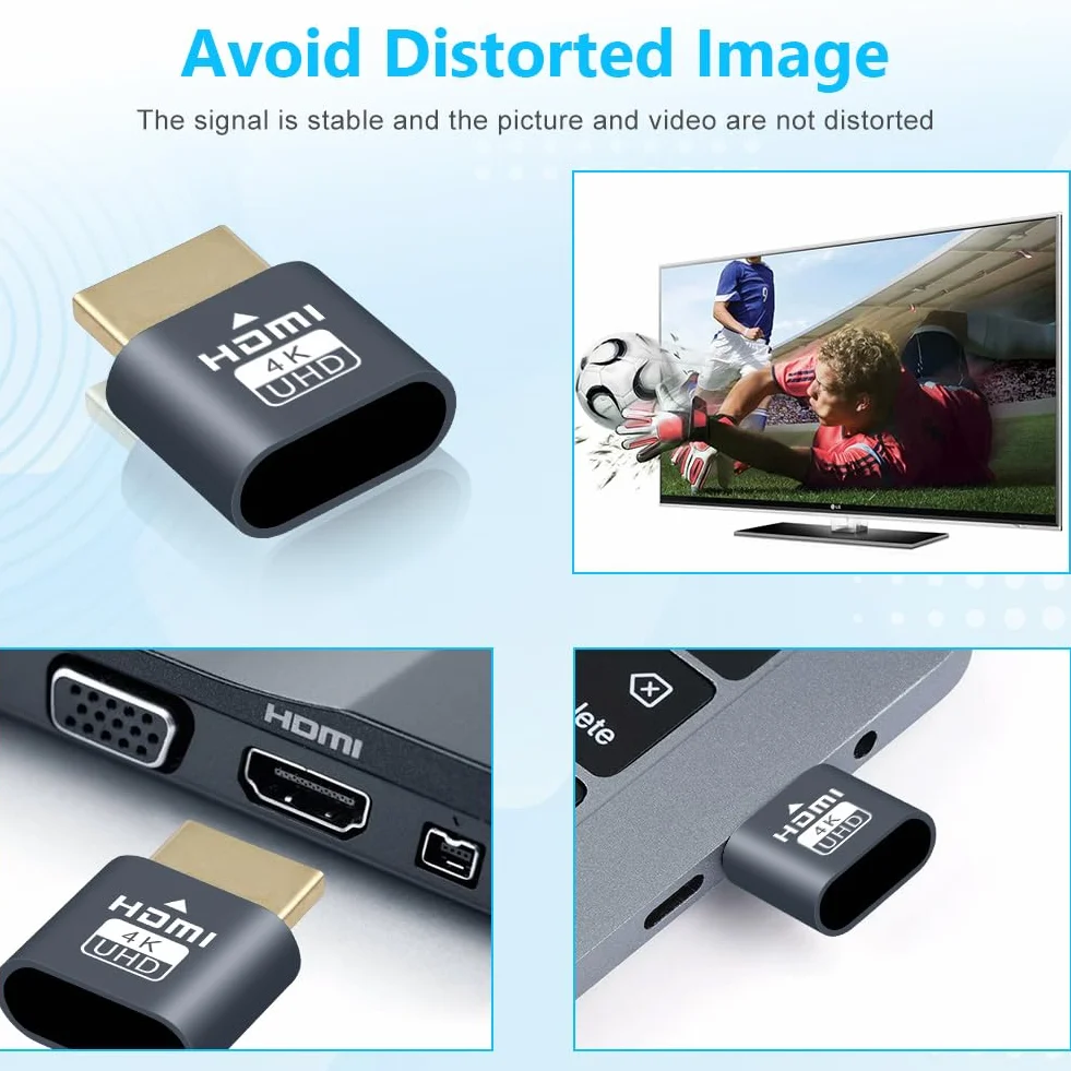 AXFEE Wtyczka HDMI Dummy, 1 szt. 4K@60Hz 3840x2160 Monitor Wirtualny, Przenośny Bezprzewodowy Emulator HDMI, Adapter USB-C na HDMI do Notebooka, Projektora, Telewizora, Komputera, Monitora
