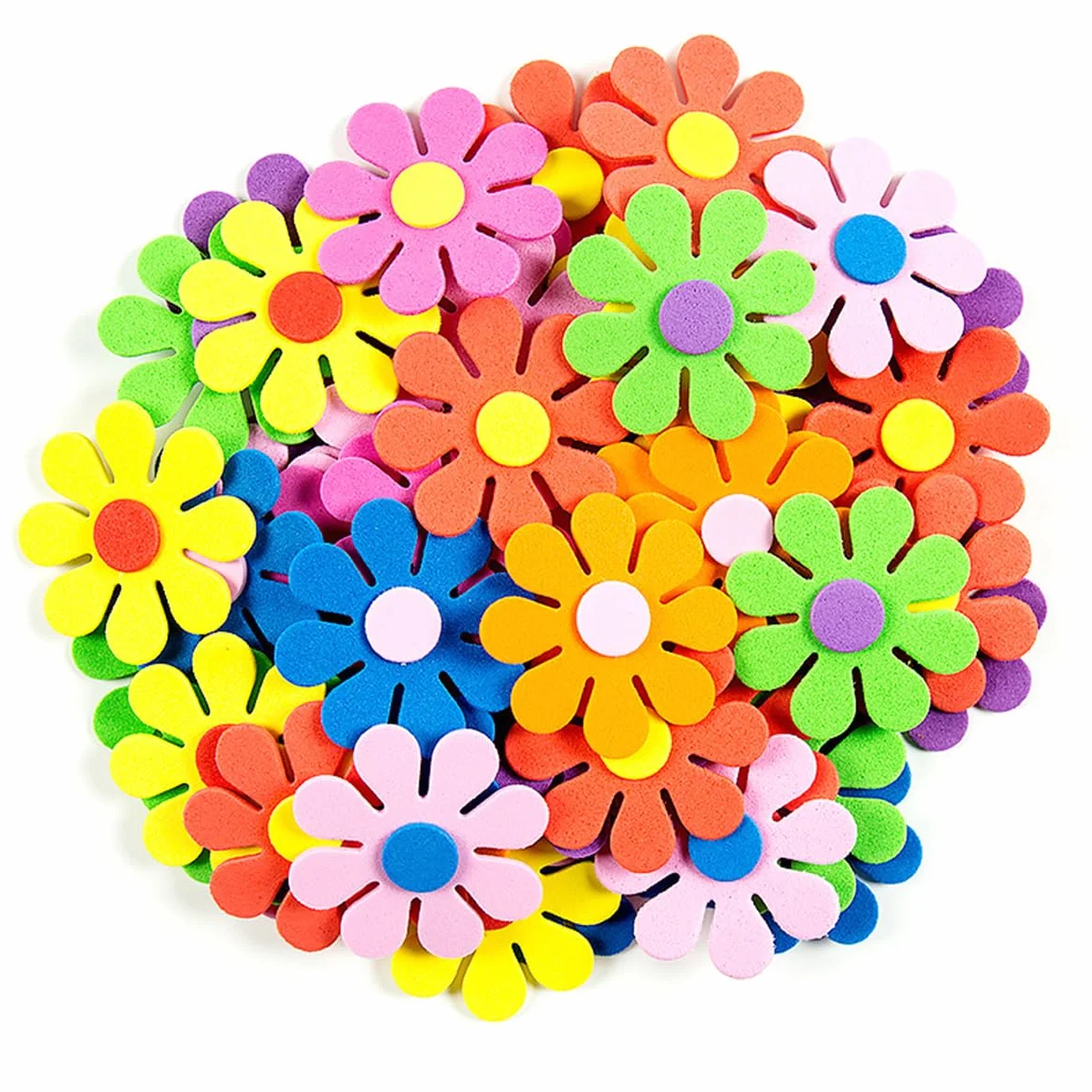Autocollants en Mousse EVA 96PCS 3D Fleurs Décoration Murale Auto-Adhésifs pour Enfants 5,5 cm