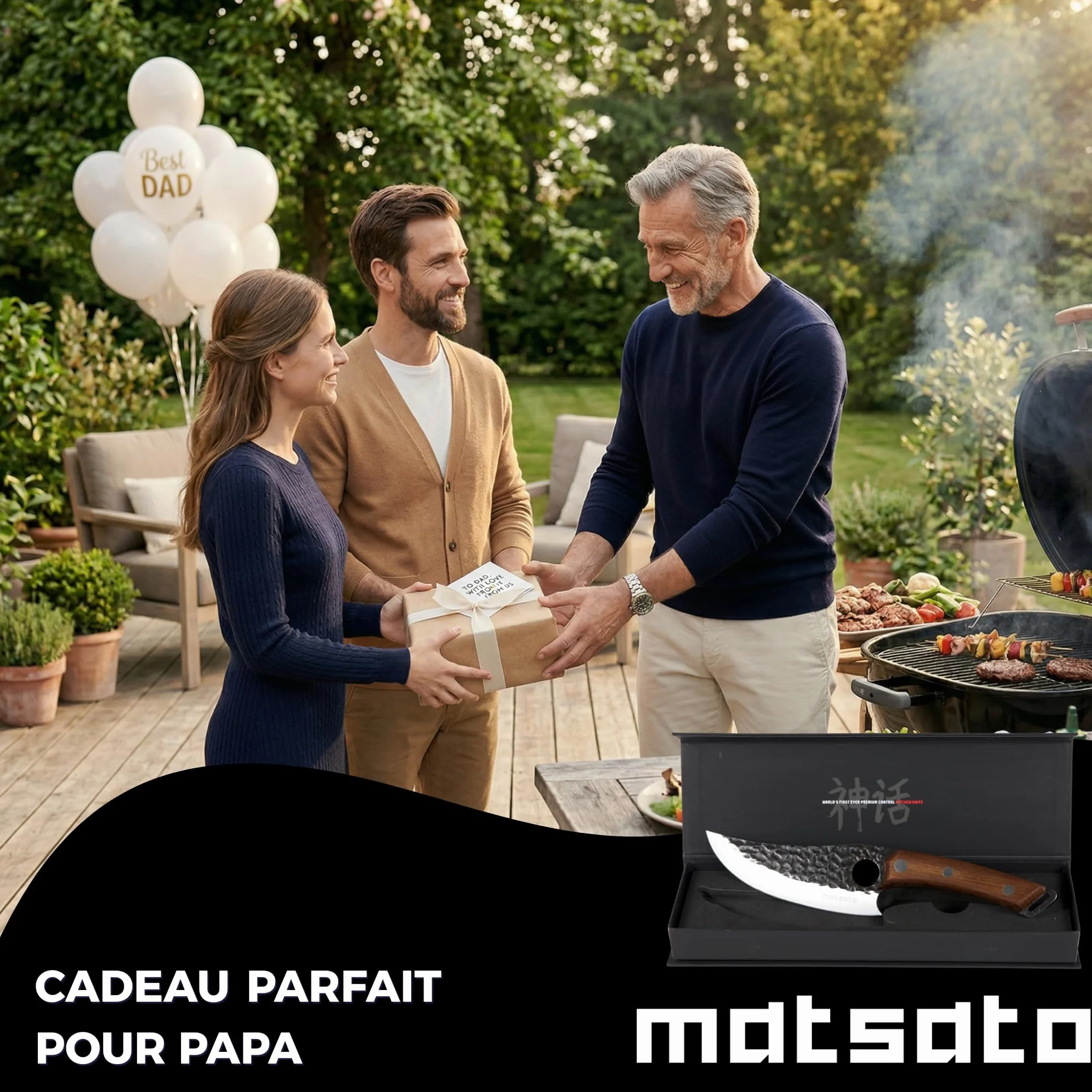 Matsato Couteau de Chef Acier Japonais Tranchant Viande Légumes