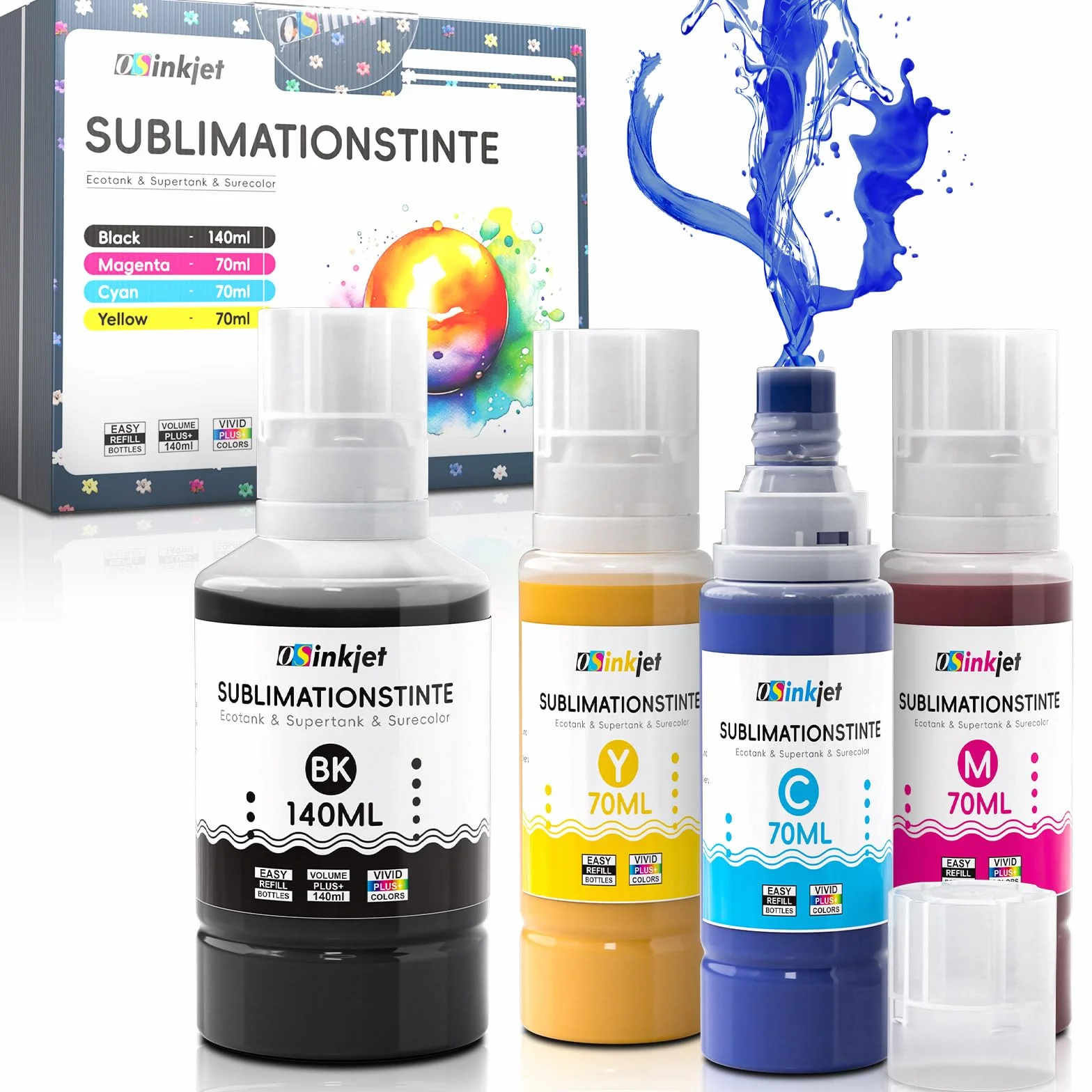 Encre Sublimation Compatible Epson Ecotank 102 104 ET-2865 ET-2876 ET-1810 ET-2861 ET-2870 SCF-100 ET-15000 ET-2810 ET-2856