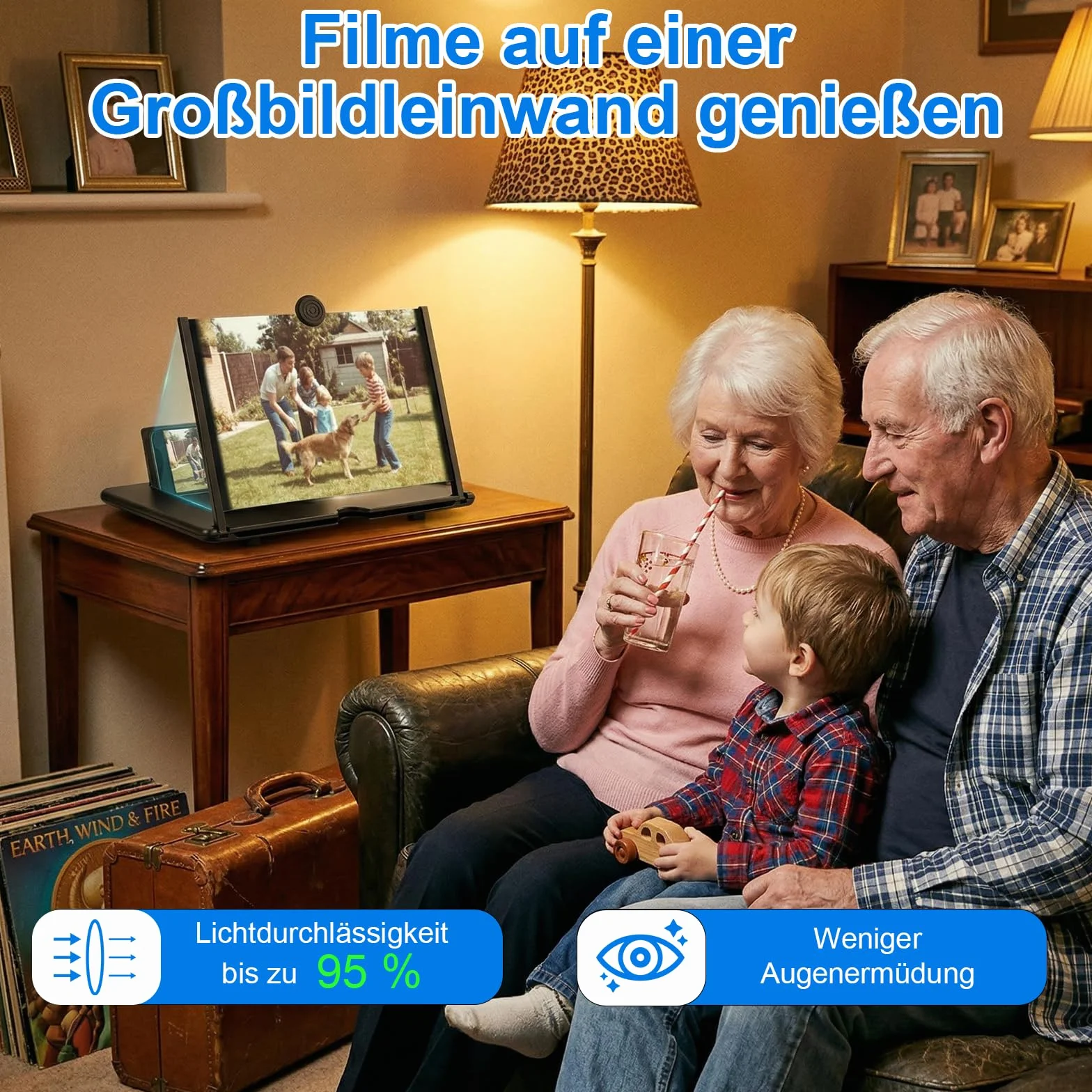 Lupa do ekranu do telefonu komórkowego 12 cali, ekran powiększający do telefonu komórkowego, HD z podstawką, lupa z ochroną przed niebieskim światłem do filmów i gier, prezent dla osób starszych i