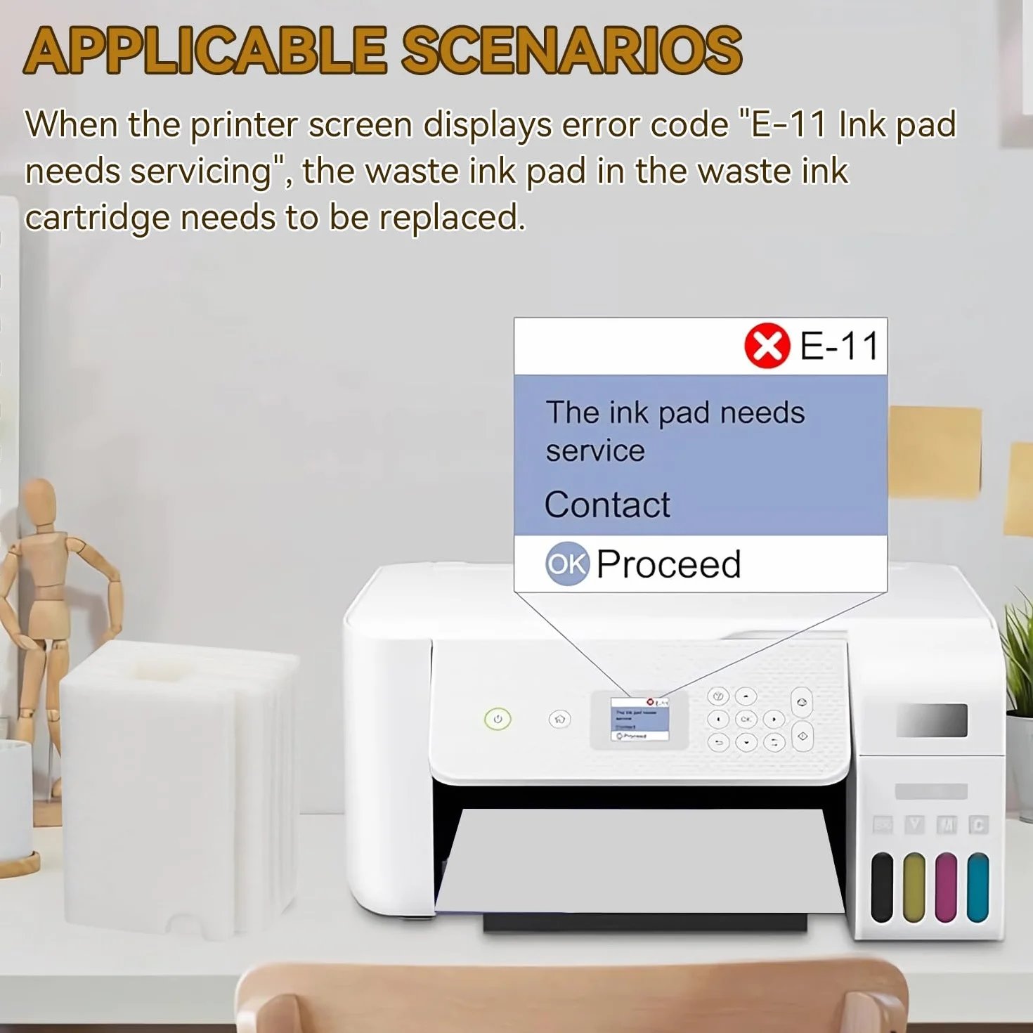 Éponges pour Réservoir d'encre Epson ET-2800 ET-2803 ET-2710 ET-2711 ET-2712 ET-2826 L3110 3pcs