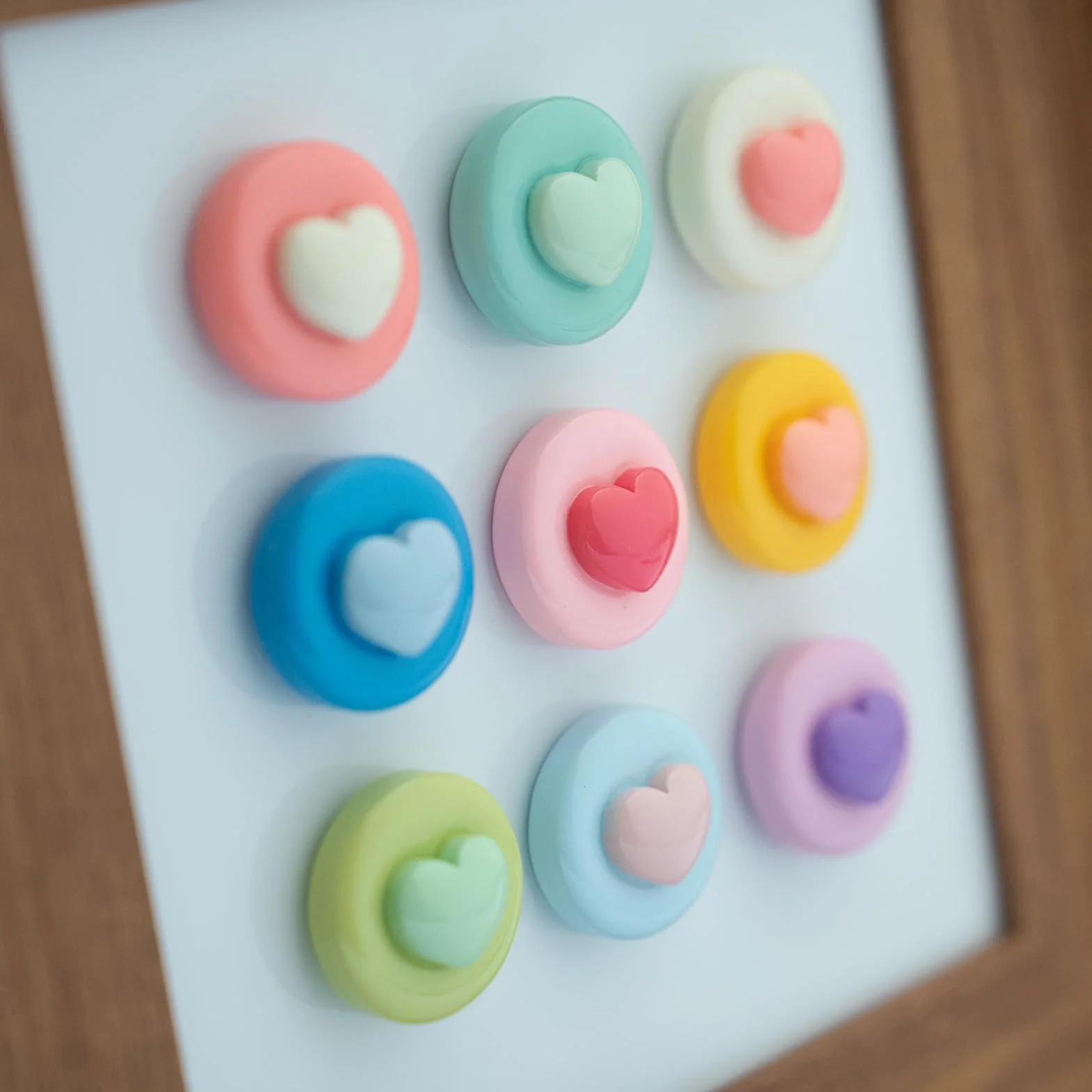 Aimants en forme de cœur macaron multicolore pour tableau blanc, casier, cuisine, bureau