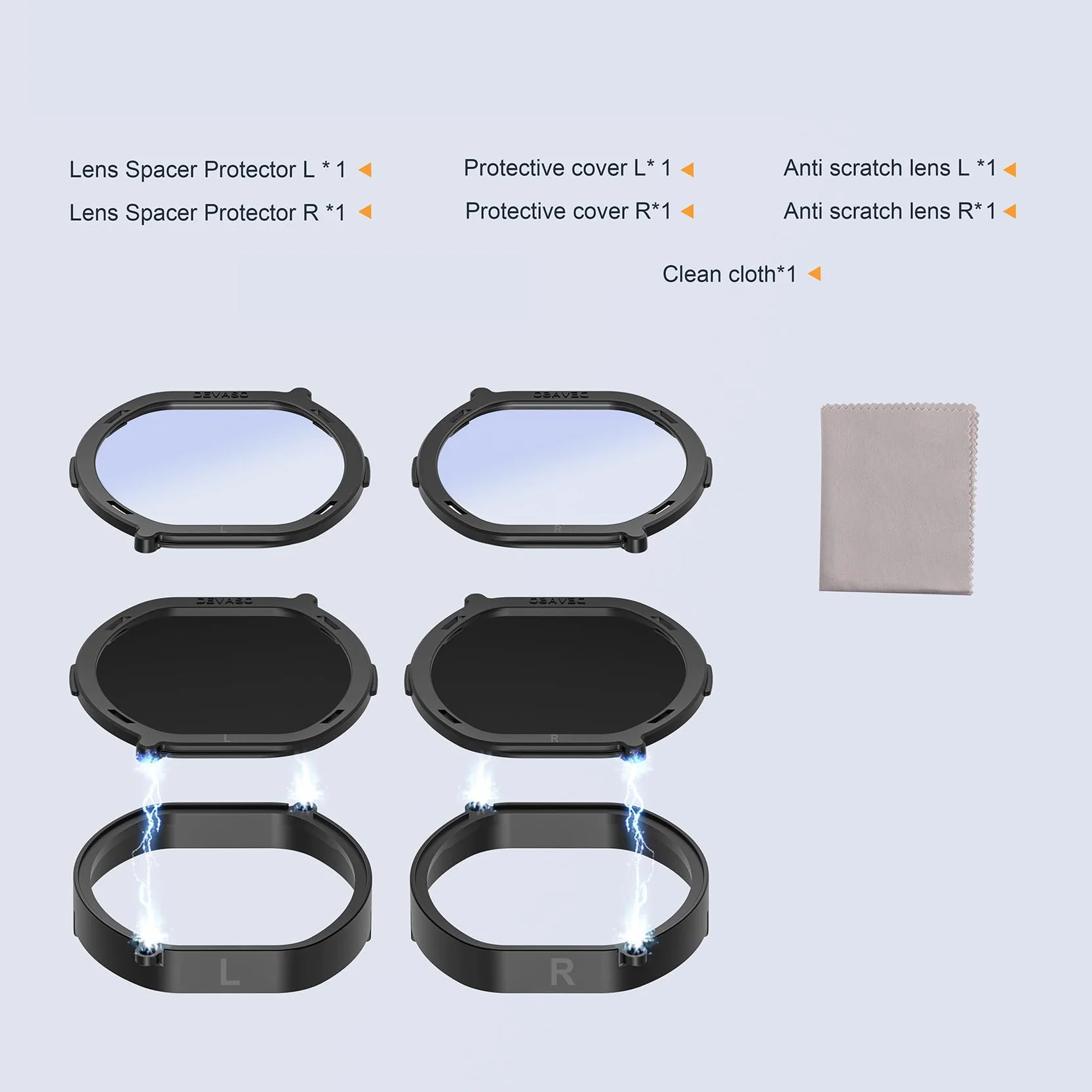 Evenden Okulary VR korekcyjne do soczewek PS VR2, krótkowzroczność, ochrona przed niebieskim światłem, szybki demontaż, ramka ochronna do PSVR2, zestaw części akcesoriów