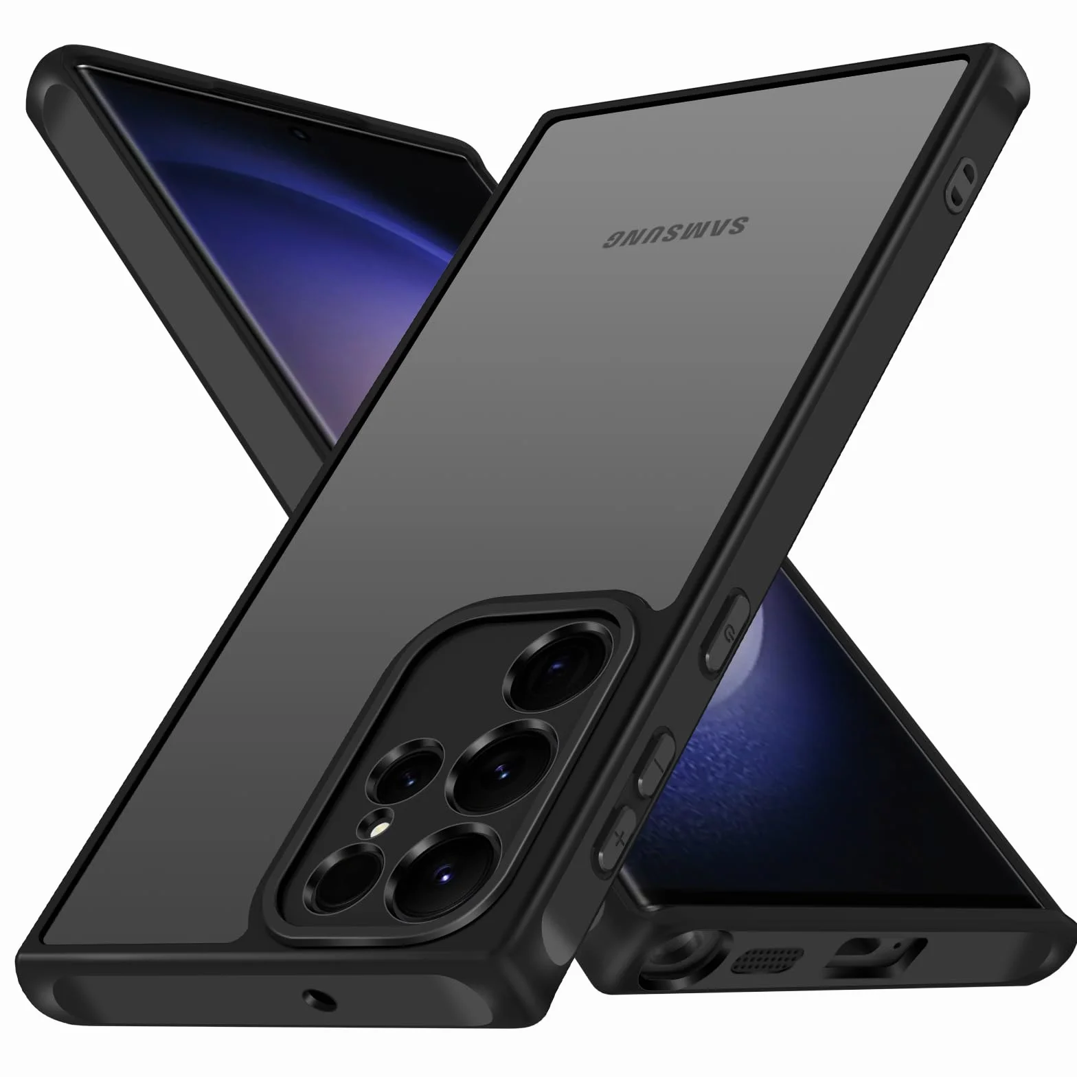 ivoler Etui do Samsunga Galaxy S23 Ultra 5G, pełna ochrona aparatu, standard wojskowy, odporne na uderzenia, matowe, półprzezroczyste, zapobiega pozostawianiu odcisków palców, czarne