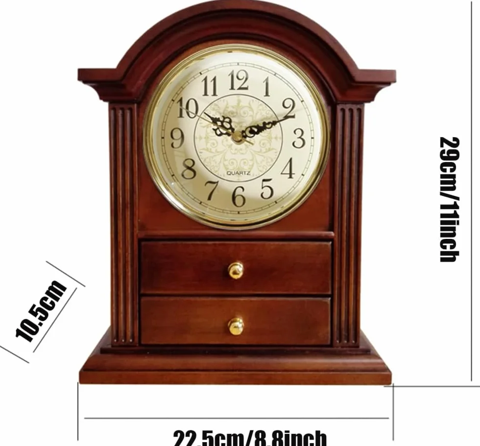 Decoive Horloge de Cheminée en Bois 27,9 cm Décoration Salon Bureau