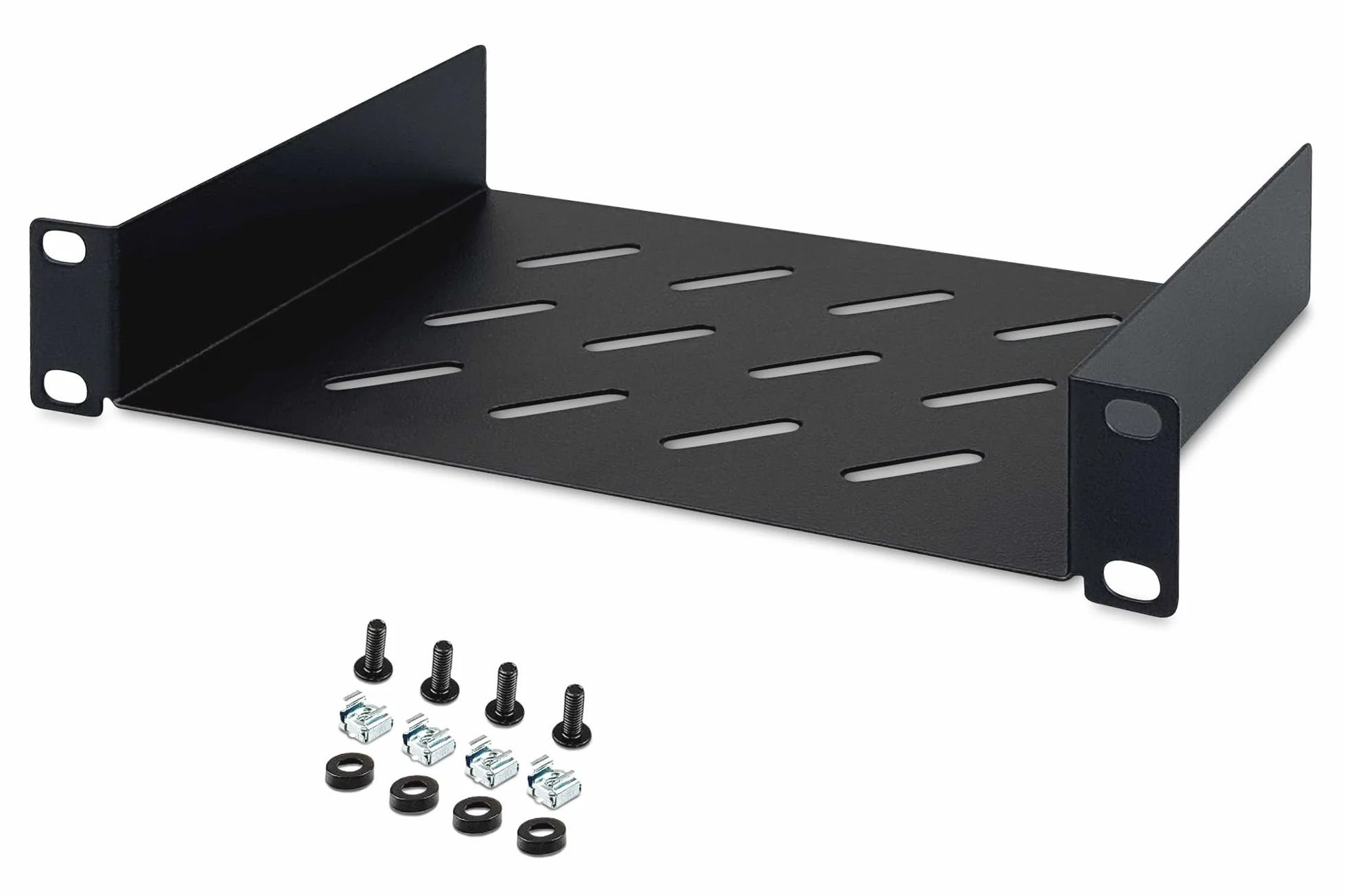 DIGITUS Étagère 1U 10 pouces (254 mm) pour armoire réseau 150 mm profondeur tôle d'acier perforée Noir