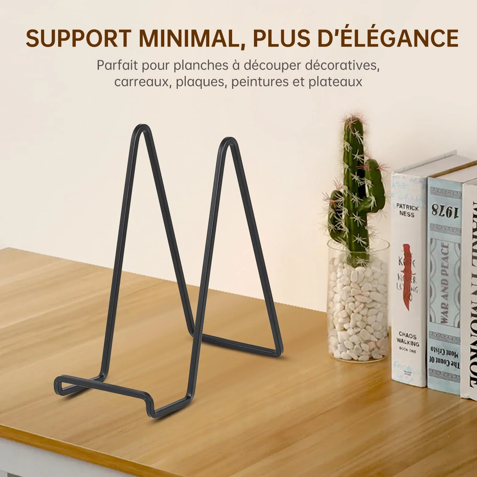 Chevalet Support Présentoir Porte Assiette Métal Noir 20,5 cm pour Plaque Décoration Photo Livre Cuisine