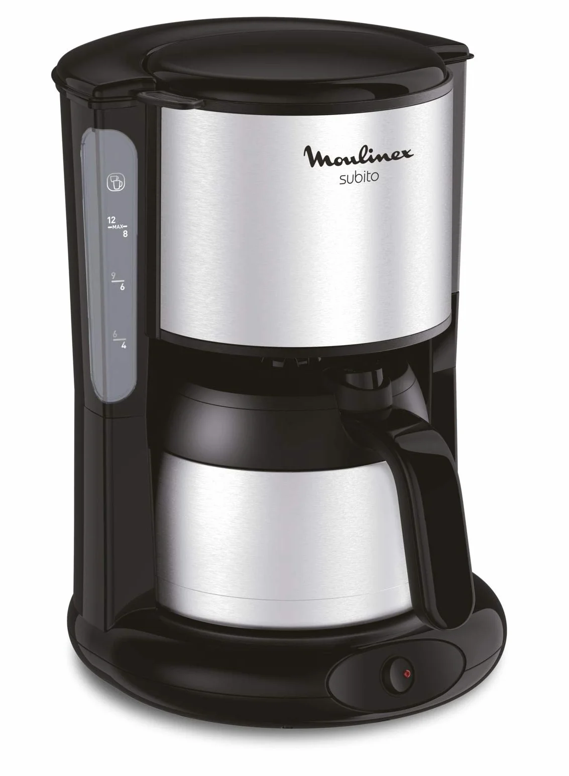 Moulinex FT360811 Cafetière Filtre Subito Isotherme 8-12 Tasses Verseuse Inox Anti-Goutte Maintien au Chaud 4 Heures 0.9l Café Noir