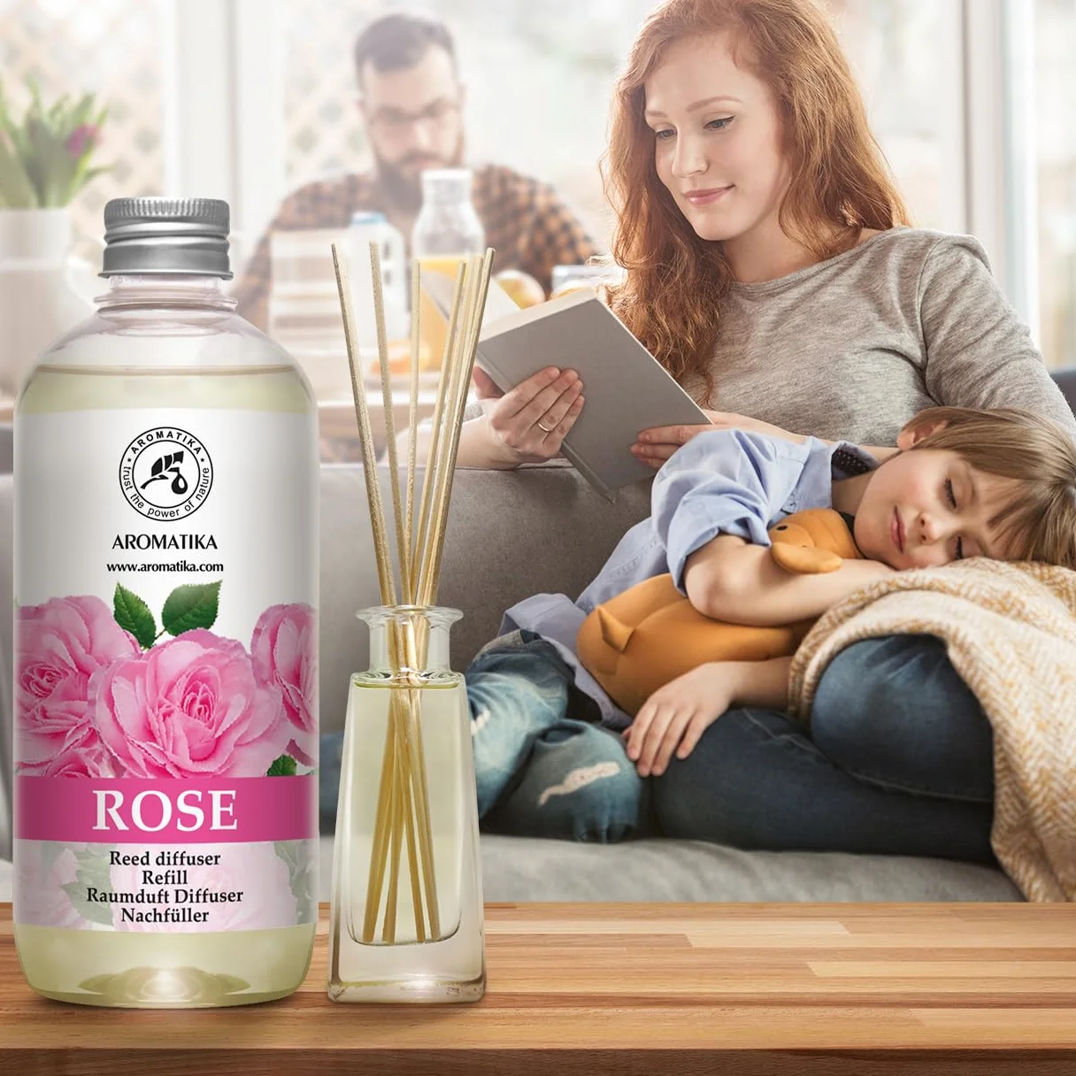 Diffuseur Parfum de Rose 500ml Recharge - Aromathérapie Ambiance Spa Bain