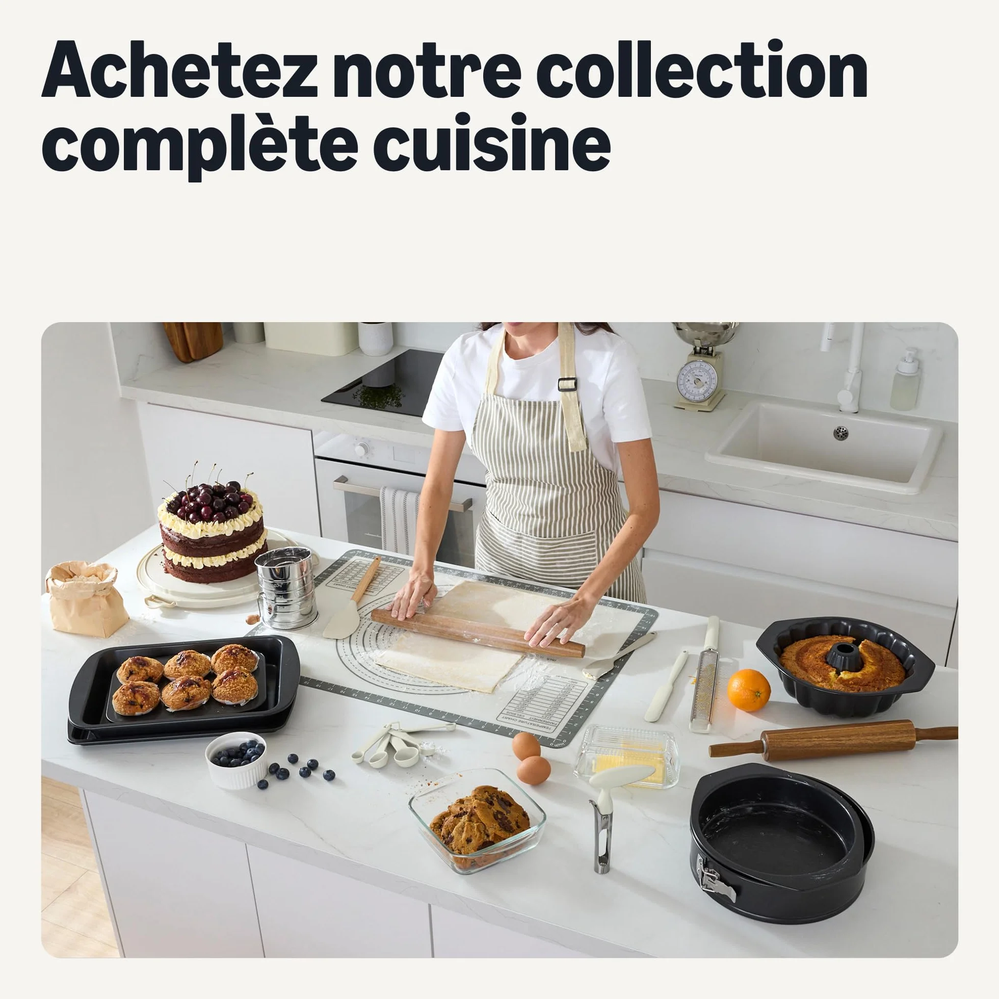 Amazon Basics Tasses et Cuillères à Mesurer, Lot de 10 Pièces, Gris Lin