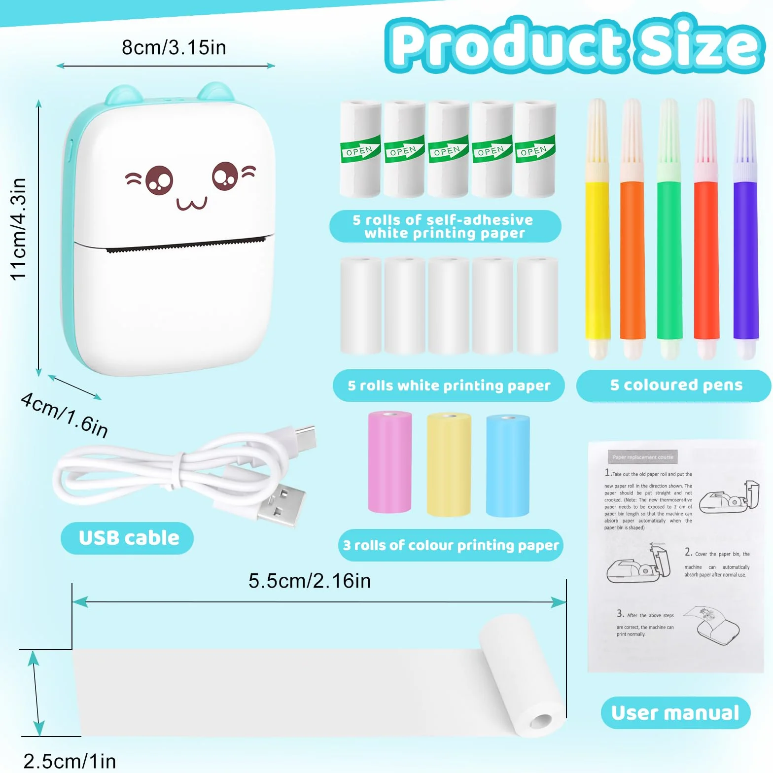 Mini imprimante thermique photo portable Bluetooth pour mobile Android iOS