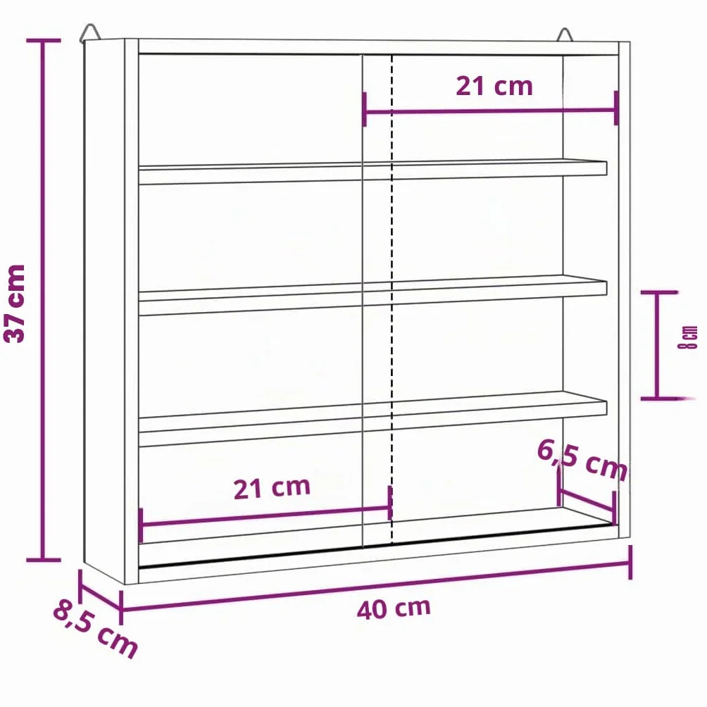 vidaXL Vitrine de Collection en Bois avec Portes 40x8,5x37cm