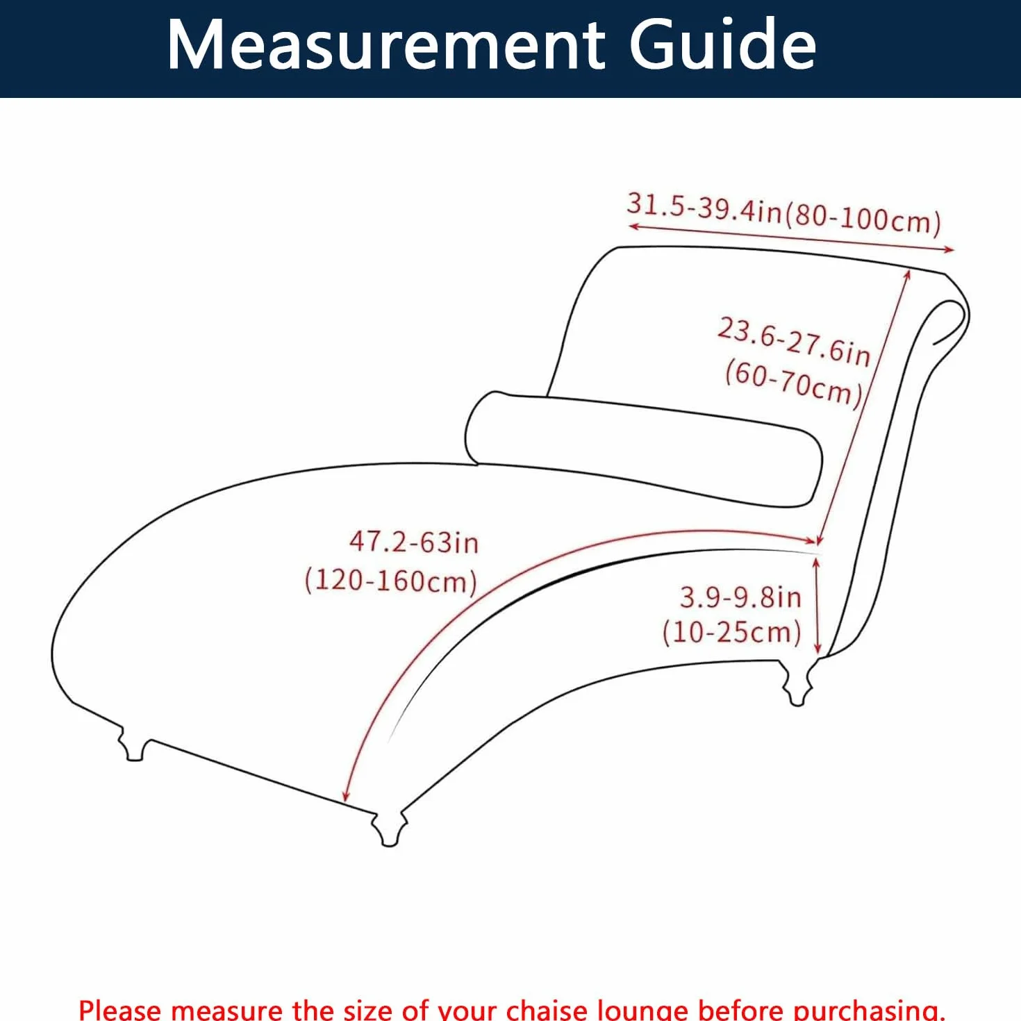 Housse De Chaise Longue Extensible en Spandex, Protection Meubles Noir Taille Unique