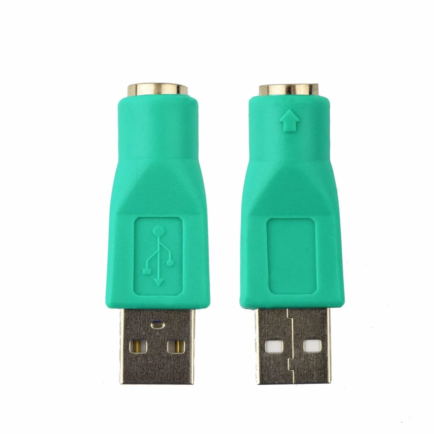 Lot de 2 Adaptateurs PS/2 USB Mâle vers PS/2 Femelle pour Clavier Souris PC (Vert)