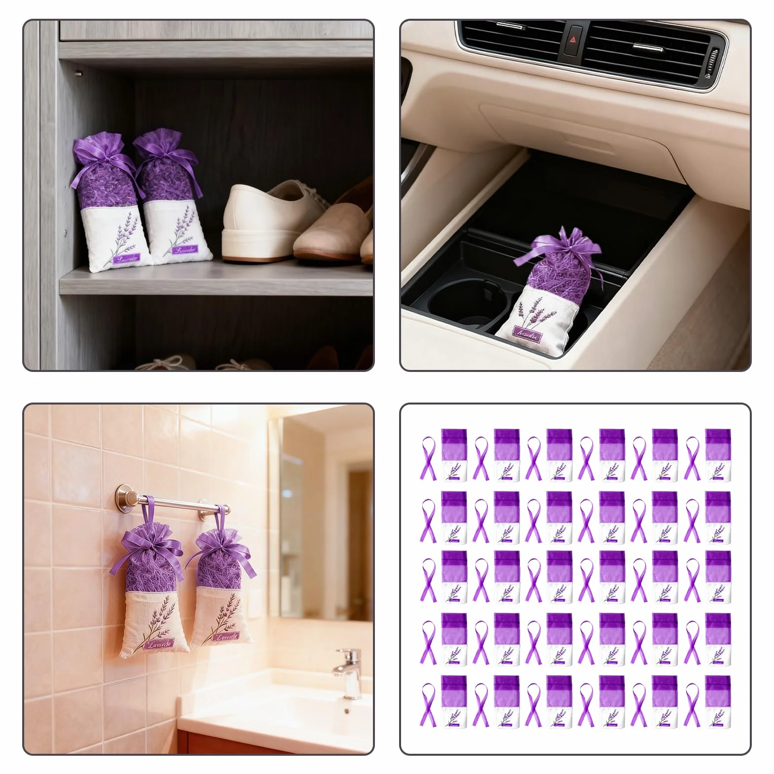 Sachets Lavande Vides 16,5 x 7 cm, Sacs Cordon de Serrage en Tissu pour Tiroirs Armoires Herbes Épices