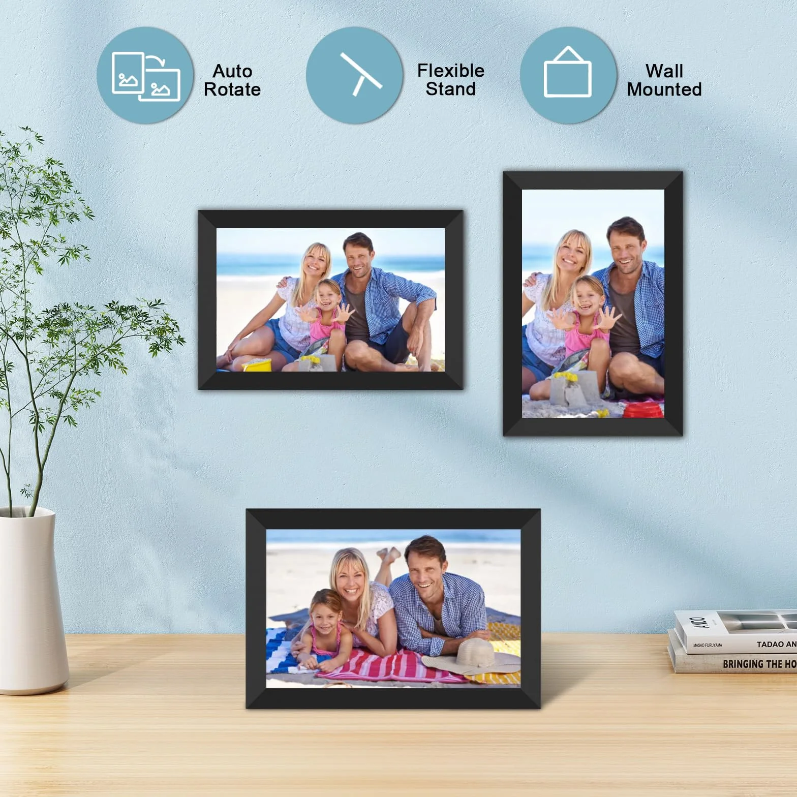 FRAMEO cyfrowa ramka na zdjęcia FRAMEO WLAN 32 GB, cyfrowa ramka na zdjęcia 10,1 cala 1280 x 800 IPS ekran dotykowy Smart Cloud ramka na zdjęcia z automatycznym obrotem, natychmiastowe udostępnianie