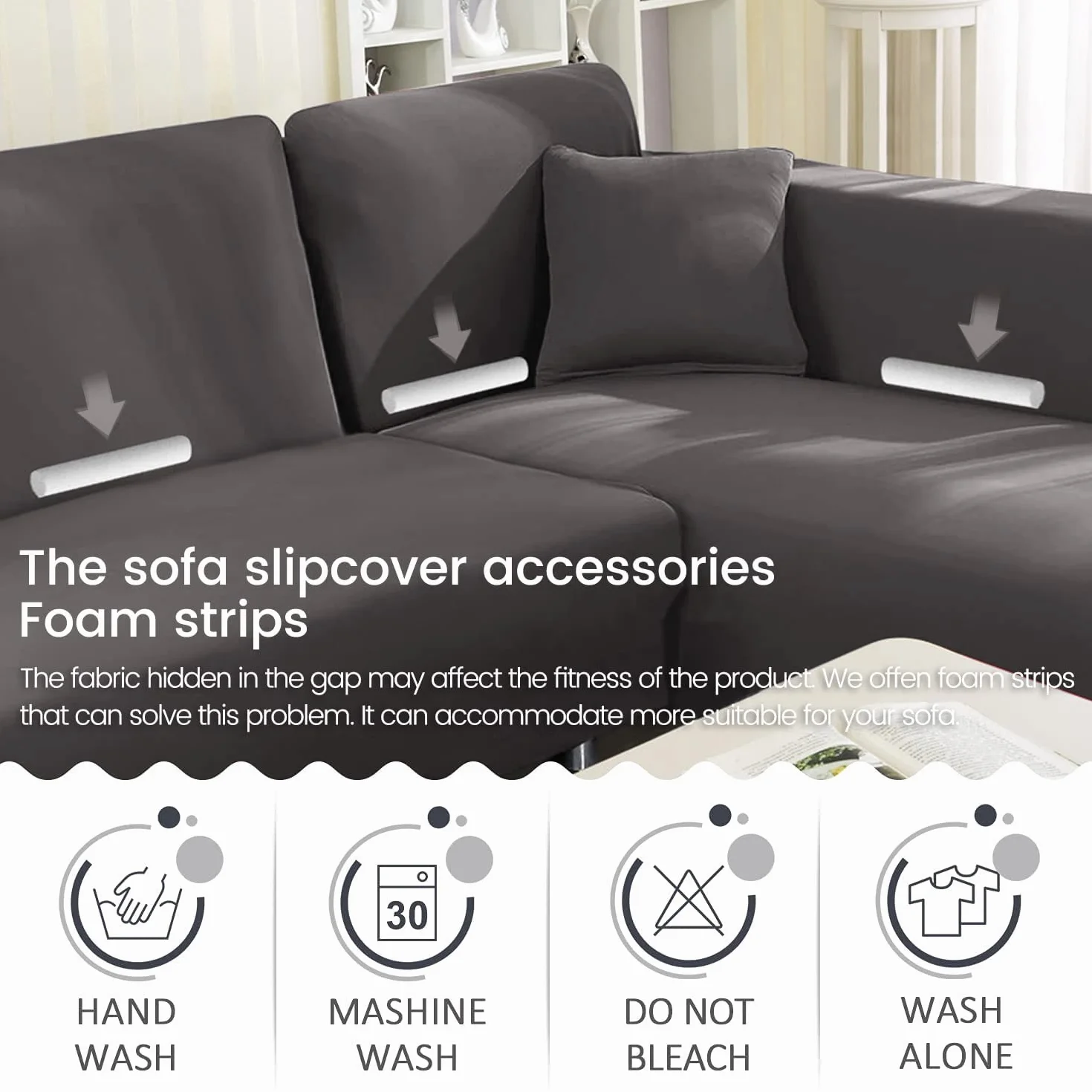 Housse de Canapé d'angle en Forme de L Lot de 2, Protection Canapé Extensible Gris