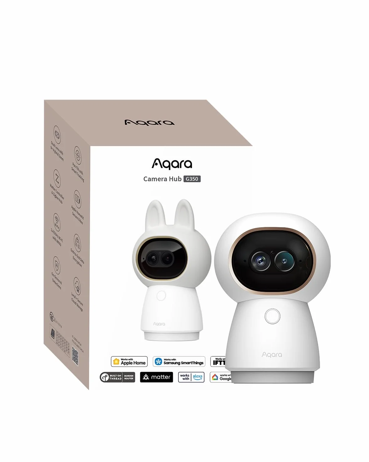 Aqara 4K UHD Matter Camera Hub G350 : Dual-Lens, zoom 9x, obrót 360°, śledzenie AI, rozpoznawanie twarzy/gestów. Współpracuje z Apple HomeKit, Alexa, Google Home i SmartThings