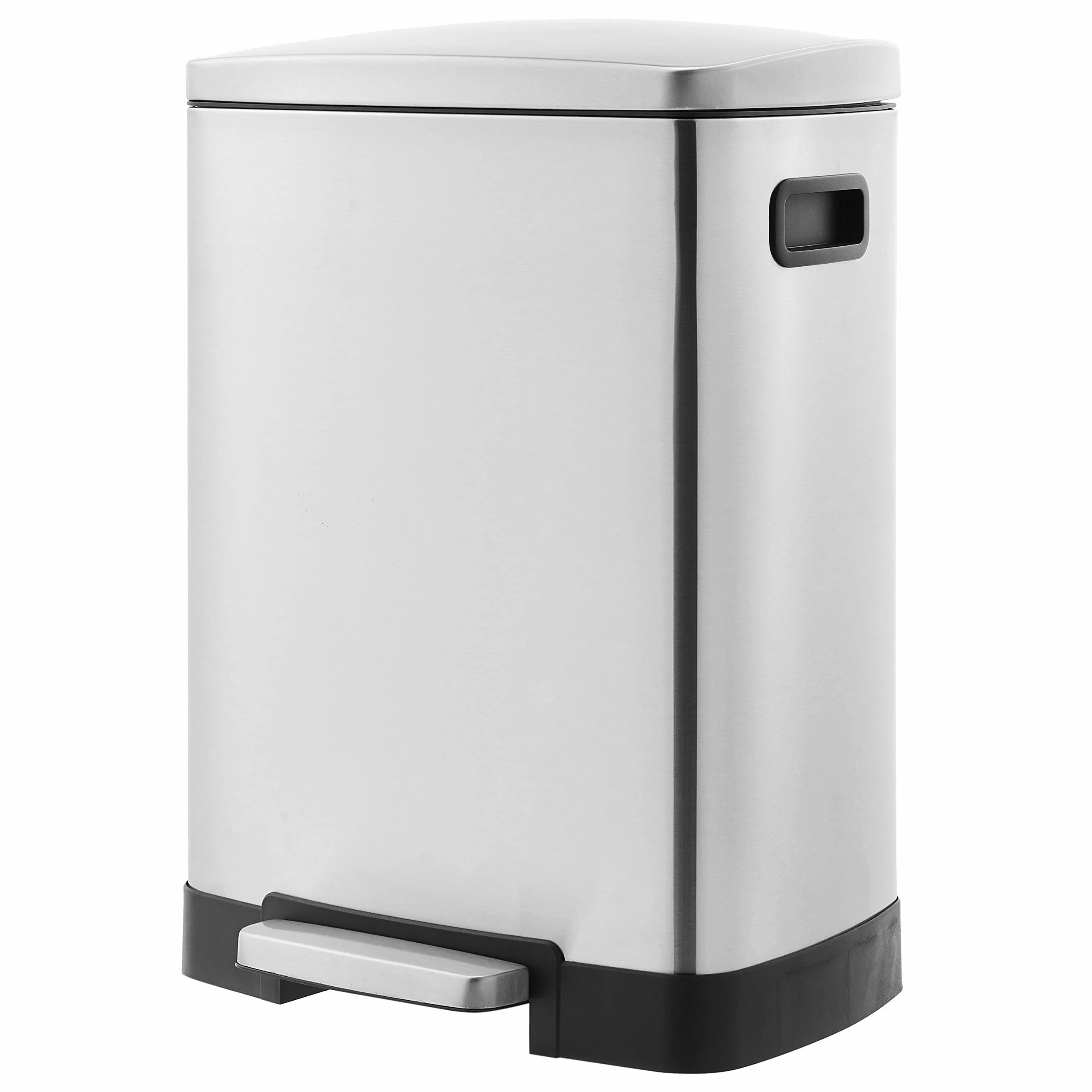 Amazon Basics Poubelle de recyclage rectangulaire à pédale 2 compartiments 25 L 15 L 40 L argent