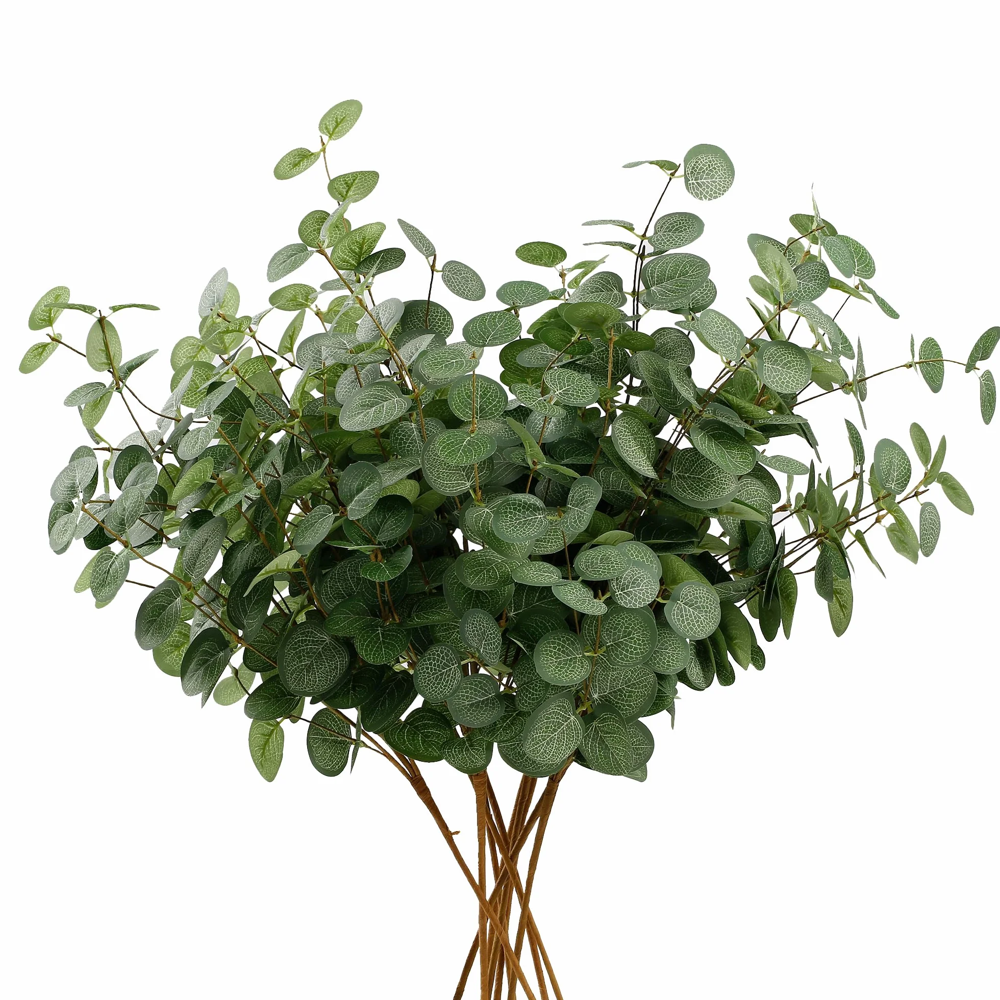 Lot de 6 Bouquets de Fleurs d'Eucalyptus Artificielles, Tiges en Soie pour Décoration Florale