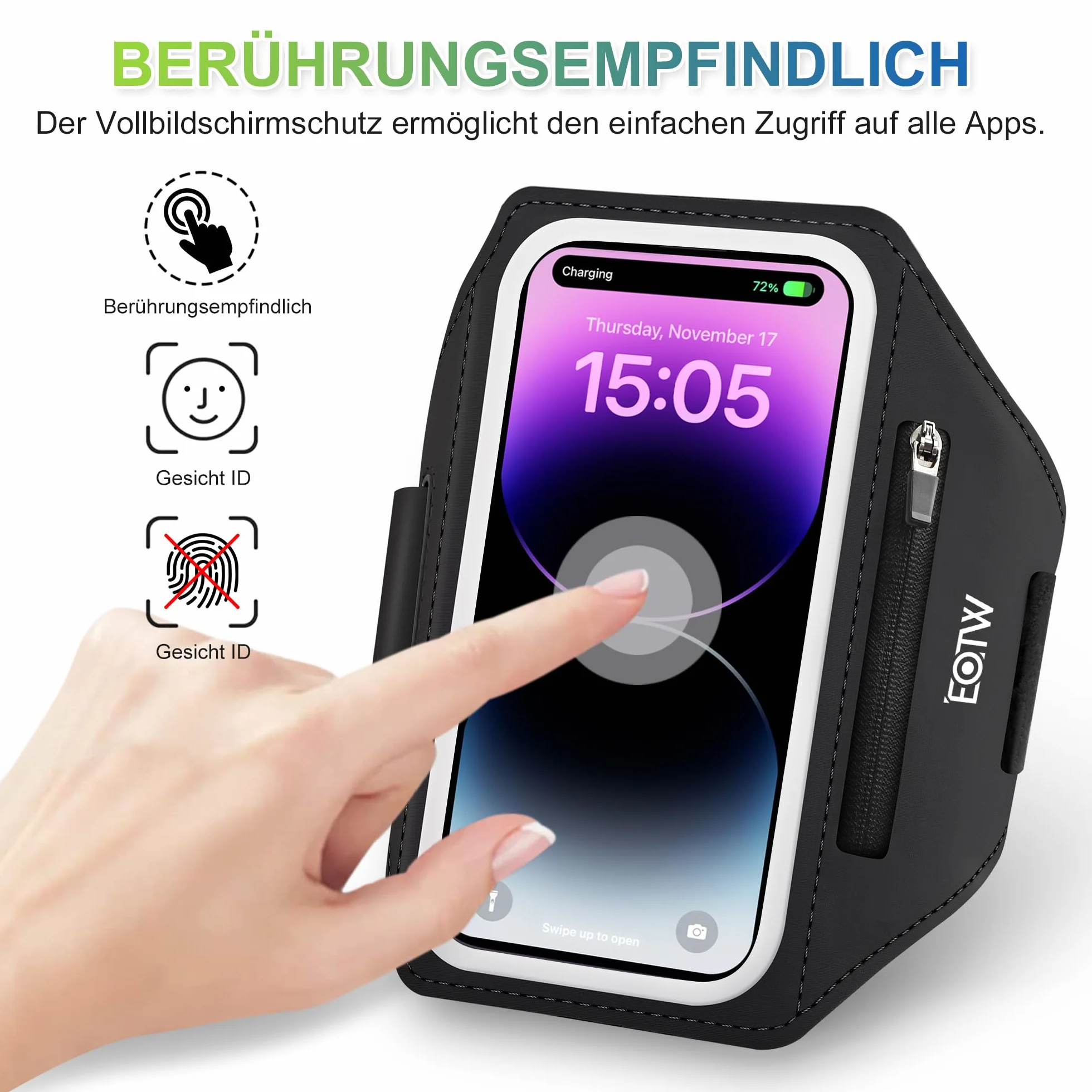 EOTW Joggen sportowa bransoletka – uchwyt na telefon komórkowy z etui Airpods do odtwarzacza MP3/iPhone 16/15/14/13 Pro Max Galaxy S24+/S23+/S22/S21 (6,0" ~ 6,7")