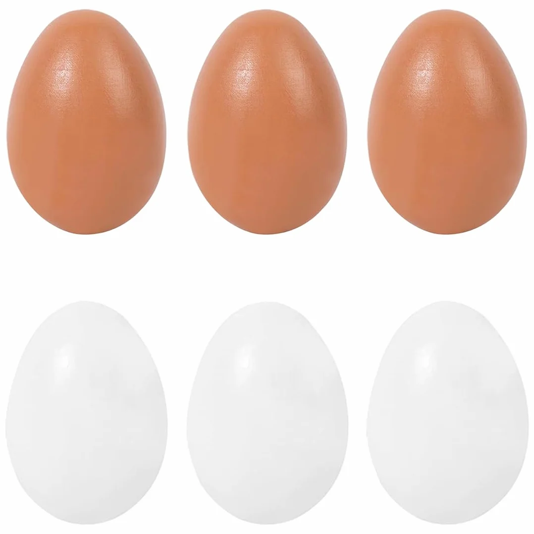 Œufs Artificiels 6 Pièces Faux Œufs de Poule en Bois Simulation Aide à la Ponte Outil Agricole
