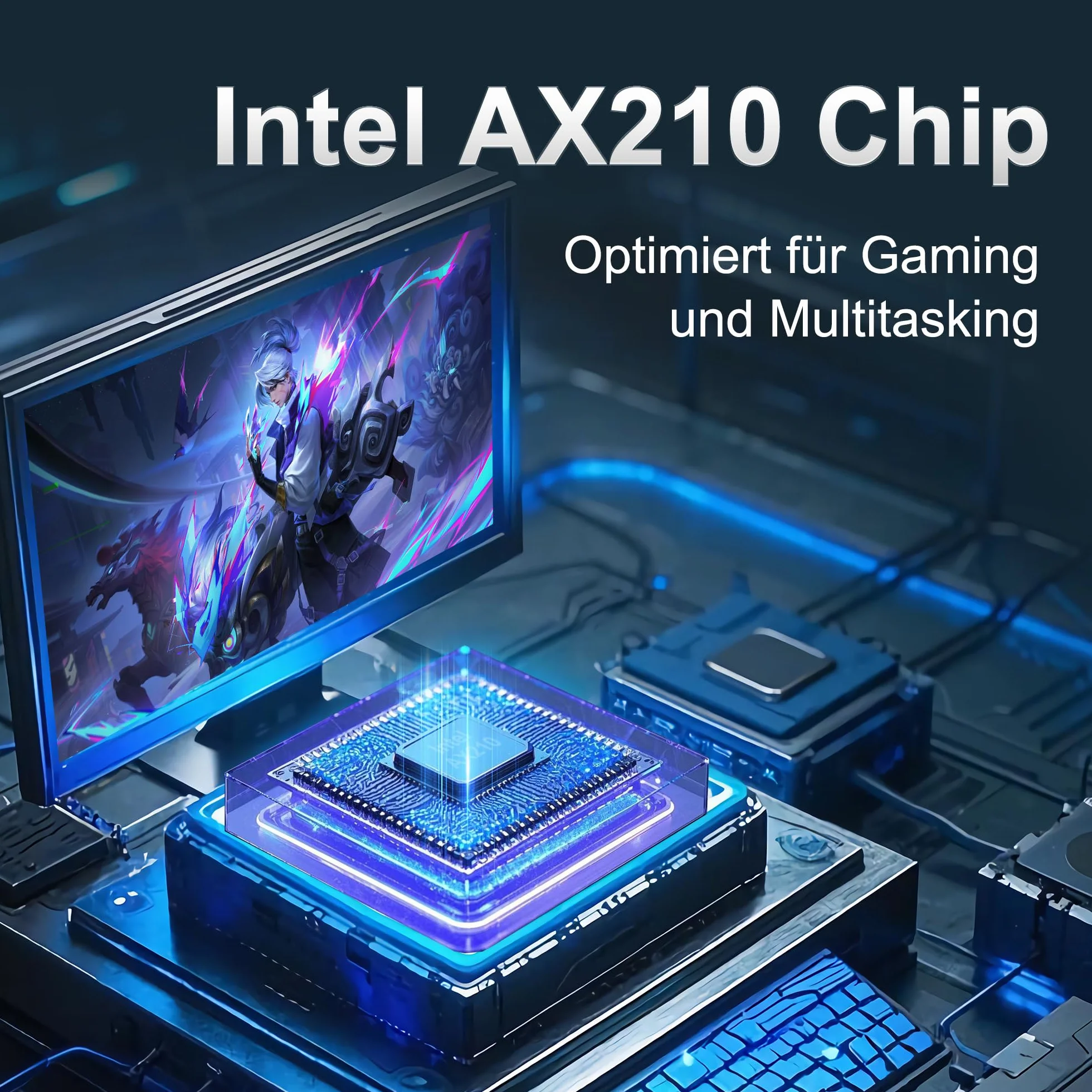 Karta sieciowa WiFi 6E PCIe, Intel AX210, 5400 Mbps Tri-Band (2.4/5/6GHz), Bluetooth 5.3, ultraniskie opóźnienie dla Windows 10/11, adapter Wi-Fi do komputera stacjonarnego
