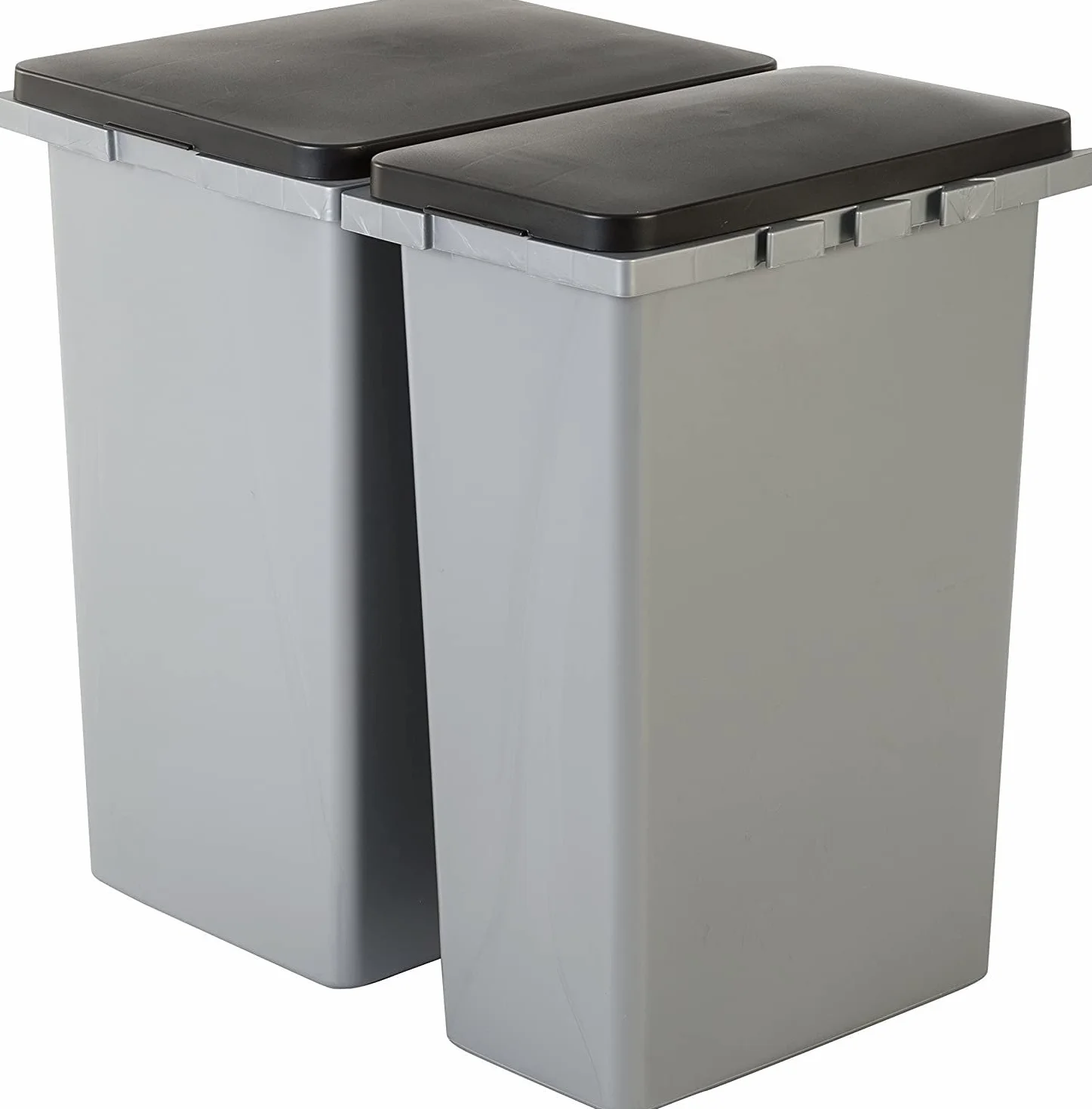 Iris Ohyama Poubelle rectangulaire plastique 45 L Lot de 2 Gris Empilable L34 x P38.5 x H55 cm