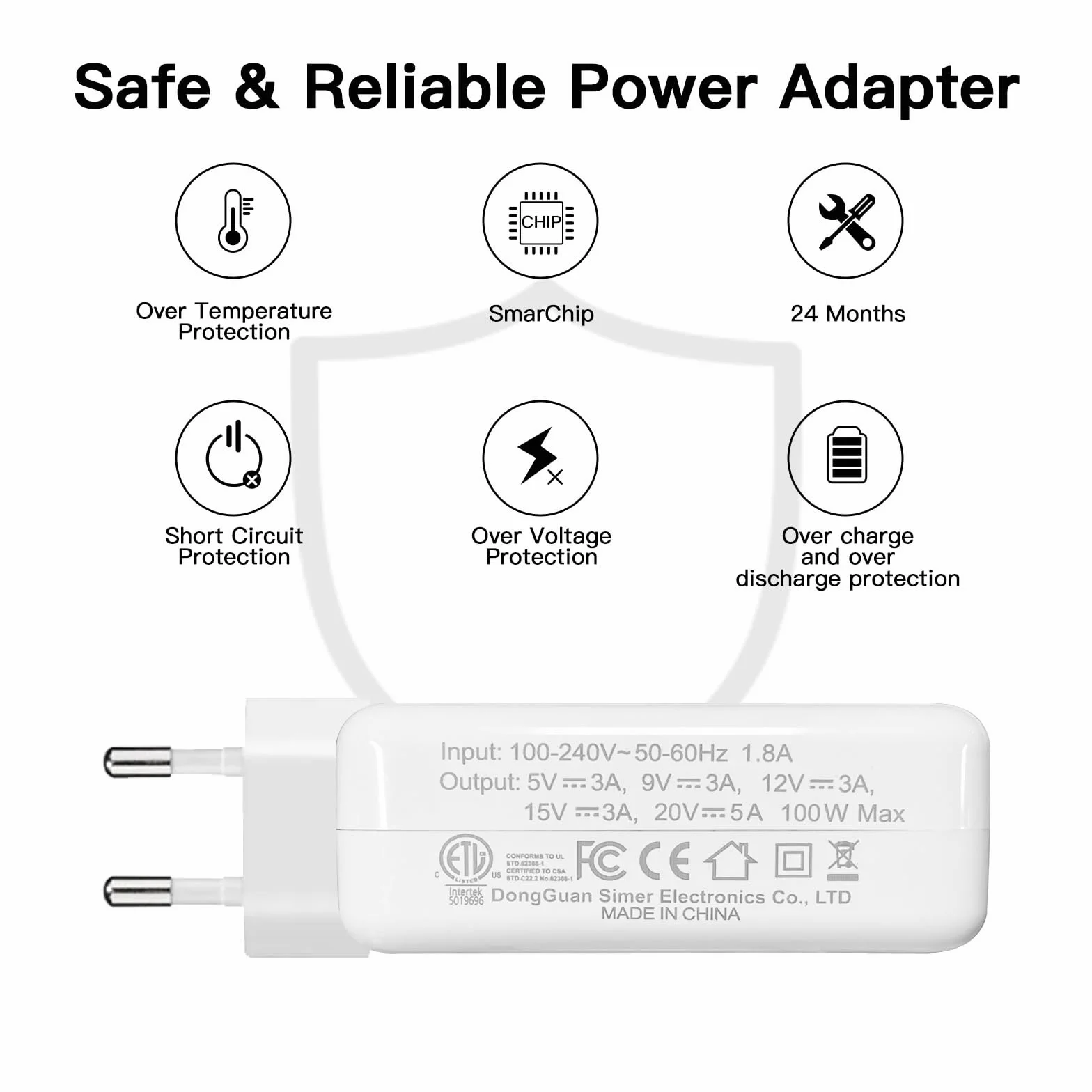 Chargeur USB C Rapide 100W Compatible MacBook Pro 16/15/14/13 Pouces Air 15/13 Pouces 2024-2018 avec Câble 1,8 m
