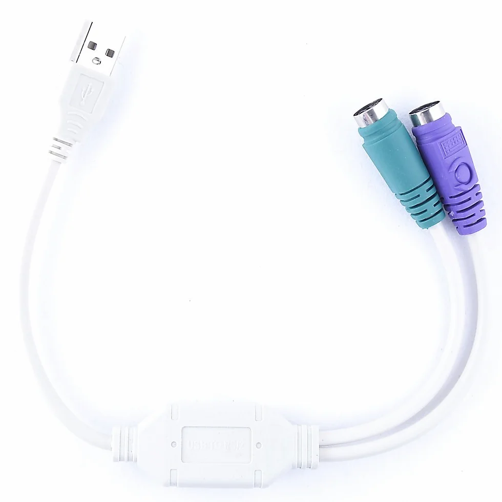 REY Adaptateur USB 2.0 vers PS/2 pour Clavier Souris Blanche