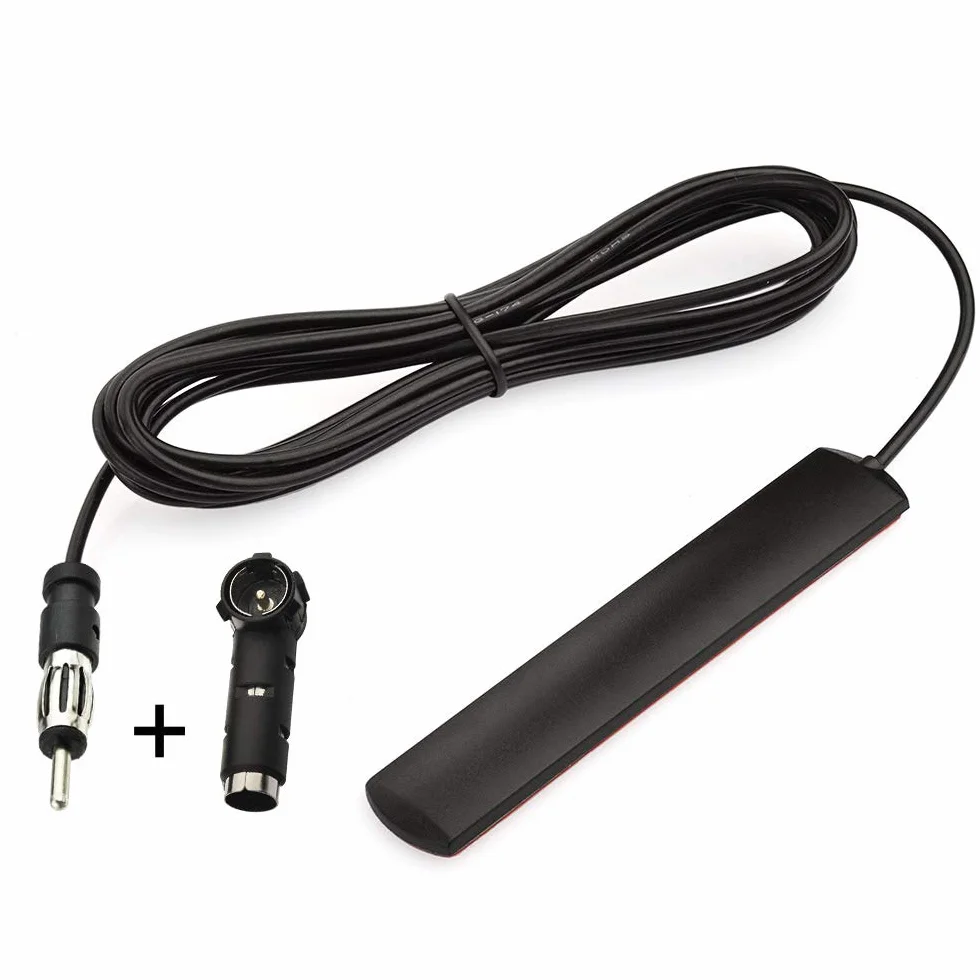 Eightwood Antena samochodowa FM Antena radiowa FM Adapter Din Antena 3 metry Pasta kablowa antena + adapter DIN 41585 żeński do ISO do radia FM, samochody ciężarowe Dab