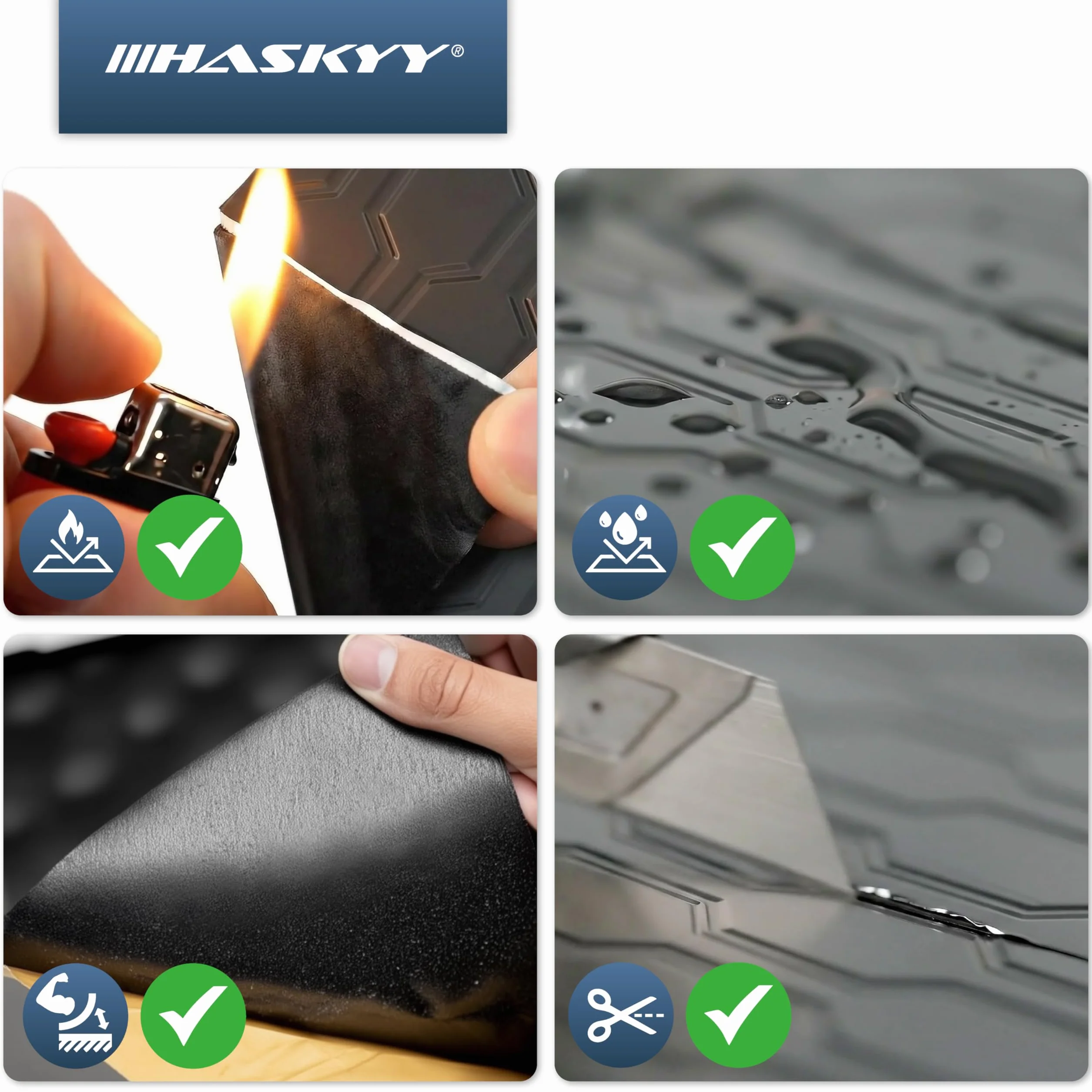 HASKYY Płyty aluminiowo-butylowe, 2 mm, 1,11 m², 500 x 370 mm, 6 x czarna, 6 x czarna mata izolacyjna Anti Dröhn – izolacja akustyczna i izolacja akustyczna