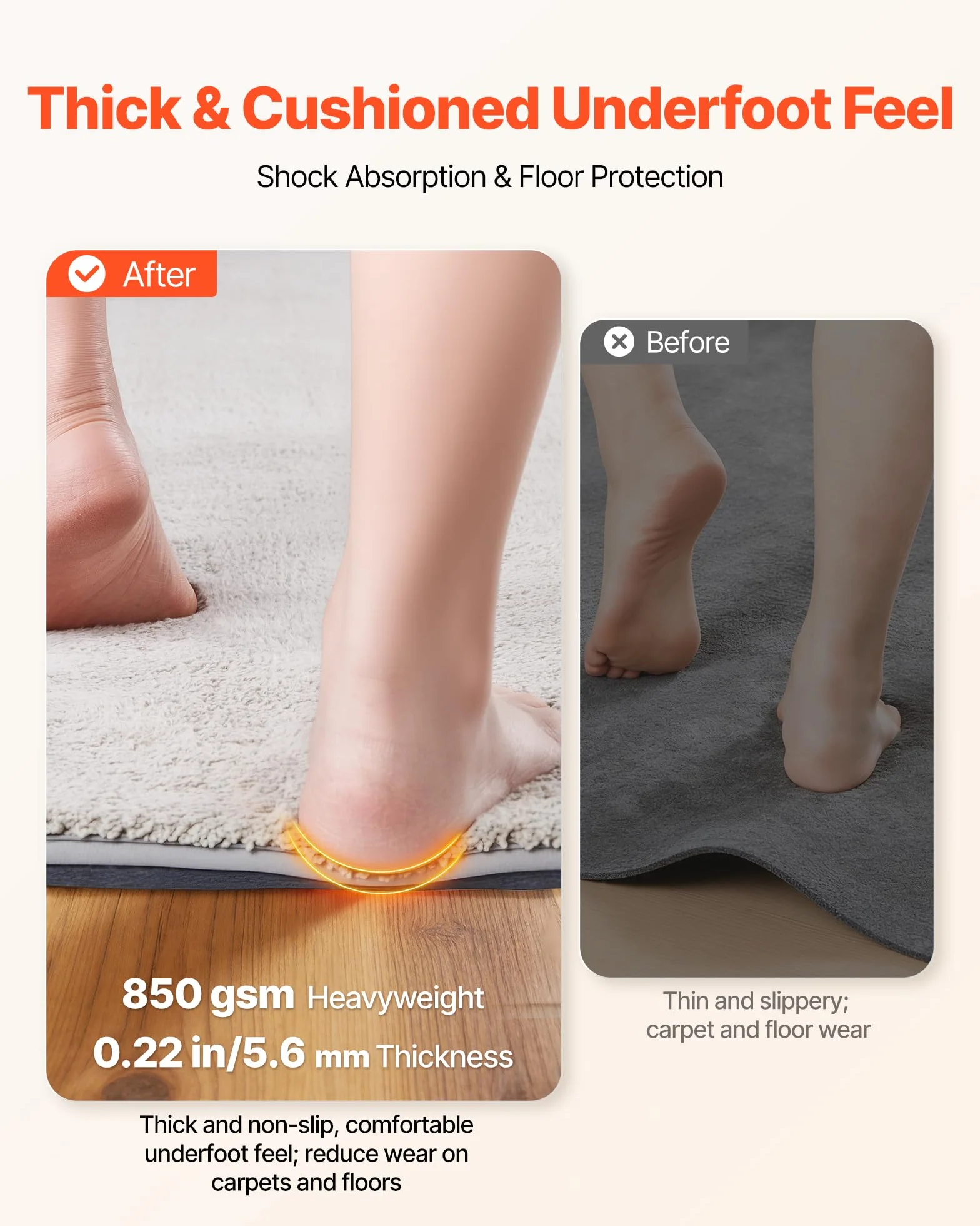 VEVOR Sous Tapis Antidérapant 243,8x152,4 cm Feutre Protection Tapis Glisse Parquet Carrelage Moquette 3,72 m²
