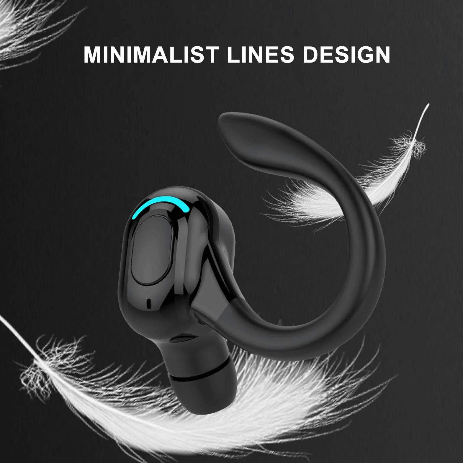 Zestaw Słuchawkowy Bluetooth z Jednym Uchem, Bezprzewodowa Wodoodporna Słuchawka IPX4, Połączenia Wsparcia, Funkcja Budzenia Asystenta Dźwięku, do Biegania, Jazdy, Jazdy na Rowerze