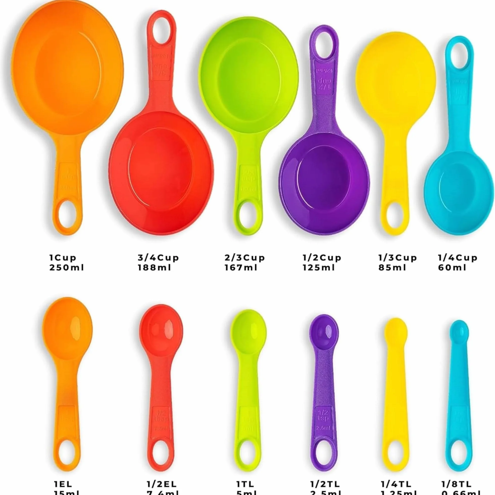 Lot de 12 Cuillères Doseuses Tasse à Mesurer Plastique Coloré