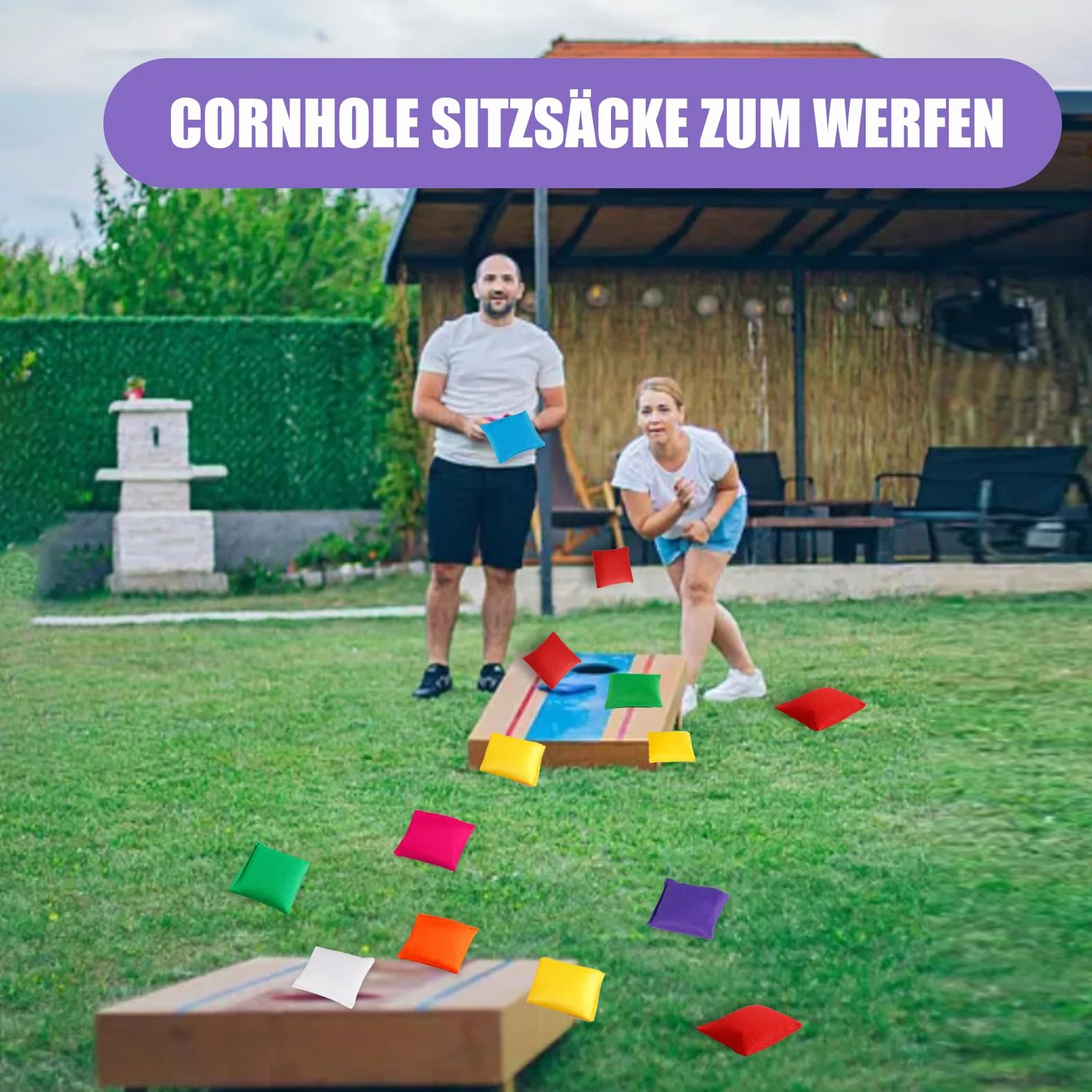 Lot de 32 sacs de cornhole en nylon - Jeu de cornhole intérieur et extérieur - 8 couleurs