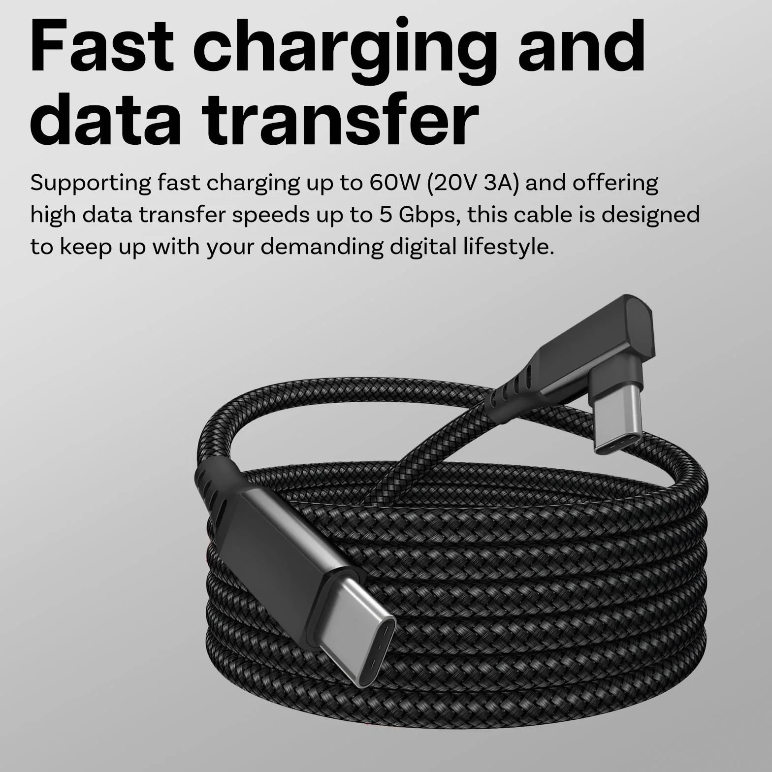 VR Link Kabel USB-C na USB-C do Meta Quest 3S / 3/2 / Pro, Pico 4 Ultra / 4 i PC/Steam VR firmy MMOBIEL – Kabel 90 Stopni Nylon w Oplocie Typu C do słuchawek VR do Gier - 5m - Czarny