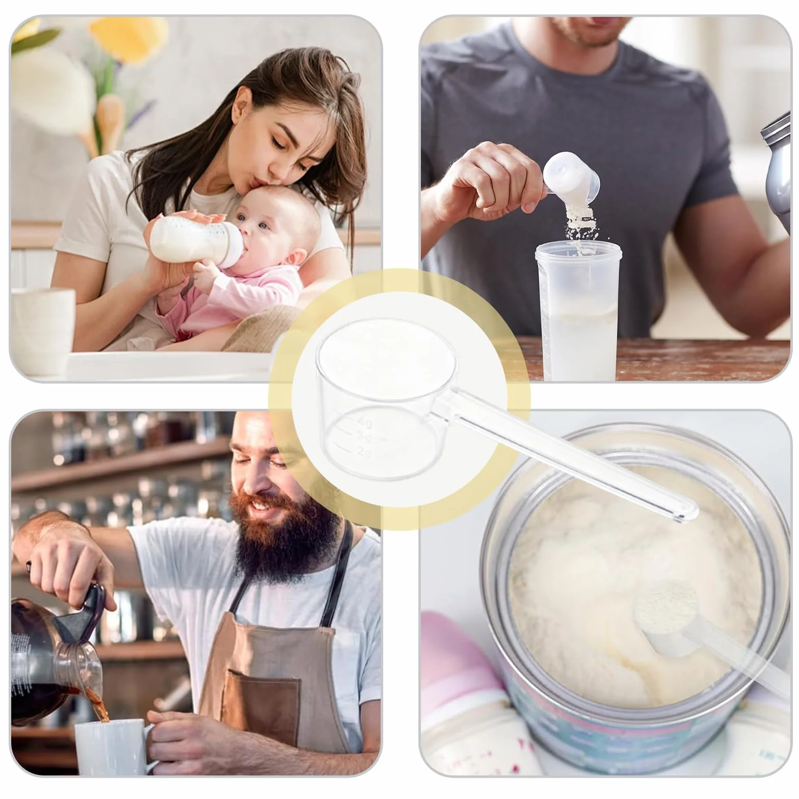 Cuillères Doseuses Transparentes 5g Plastique Mesureur Protéine Poudre Café avec Graduation