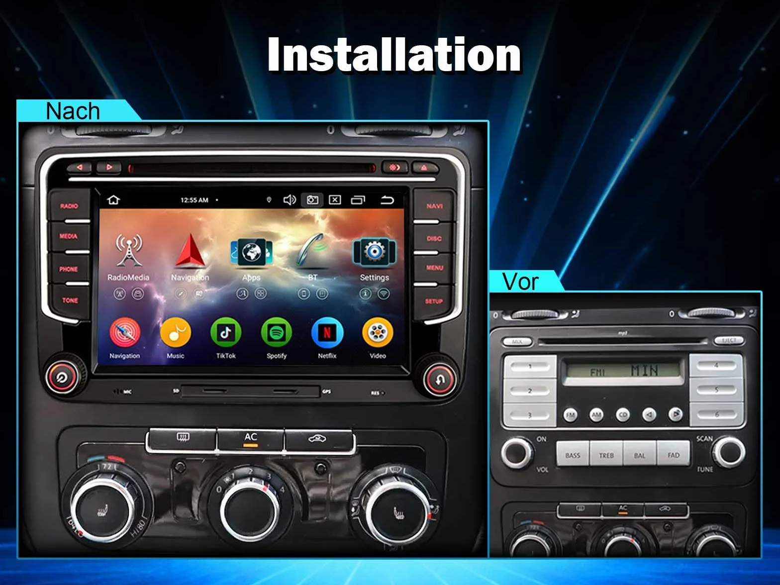 Android 16 4 GB + 64 GB 8-rdzeniowy DVD radio samochodowe GPS nawigacja do VW Passat B6 Golf V VI Touran Skoda Seat Tiguan Jetta T5 Sharan Polo 7 cali ekran dotykowy CarPlay Android Auto DAB+ WiFi 4G