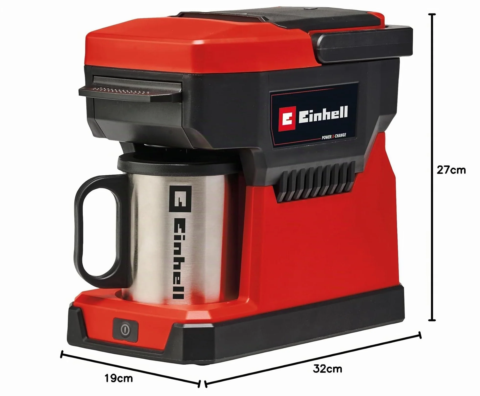 Einhell Machine à café sans fil TE-CF 18 Li-Solo Power X-Change (18V, 2-en-1 : machine à café filtre et machine à café à dosettes) Livré sans Batterie ni Chargeur
