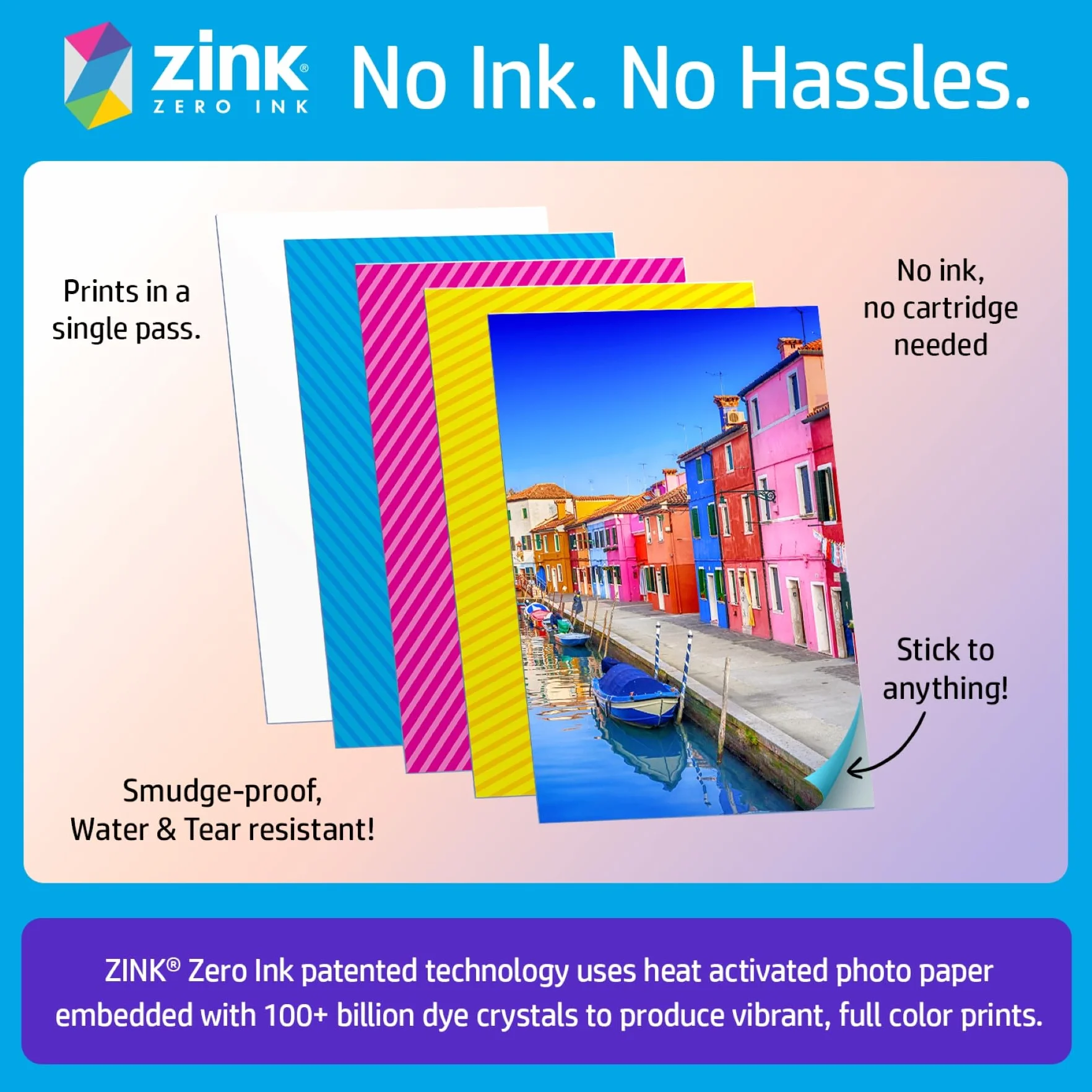 HP Zębatka przenośna 5 x 7,6 cm natychmiastowa drukarka zdjęć Różowy wydrukuj ZINK na papierze z ZINKz urządzeń z systemem iOS i Android, Pink, Printer
