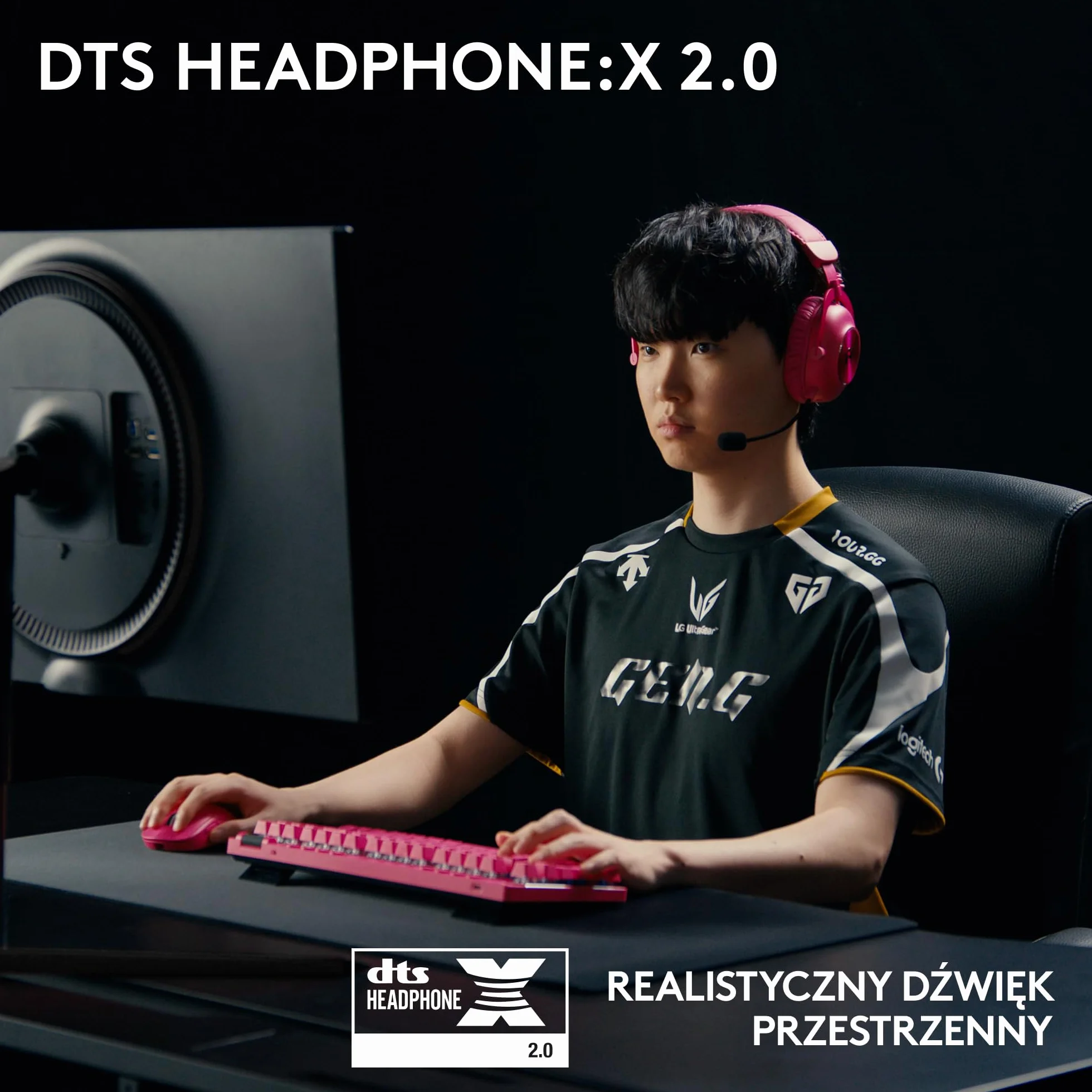 Logitech G PRO X 2 LIGHTSPEED, bezprzewodowe słuchawki, odłączane ramię mikrofonu, grafenowe 50 mm, DTS:X 2.0–7.1 Surround, Bluetooth/USB/Aux 3,5 mm, PC, PS5, PS4, Nintendo Switch - Magenta