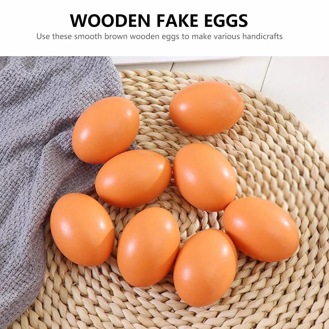 Œufs artificiels en bois lot de 6 pour poules, œufs décoratifs à peindre Pâques