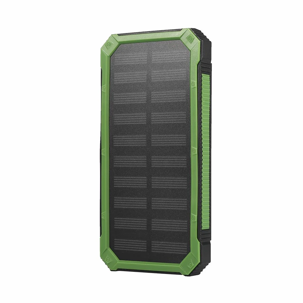 Solar Charger Power Bank, 20000mAh Szybkie ładowanie Dual USB Solar Mobile Power Bank Case DIY Kit dla Podróży Kemping Aktywności na świeżym Powietrzu Gear Zestaw Awaryjny(Zielony)