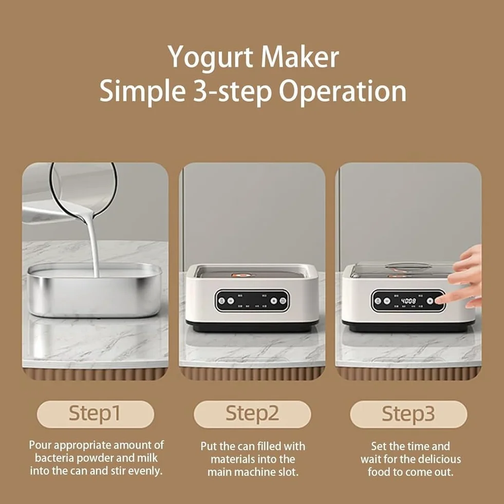 Machine Automatique du Fabricant de Yogourt avec Contrôle de Température 36 Heures Incubateur de Temps Réglable, Fiche de 1,6 L UE
