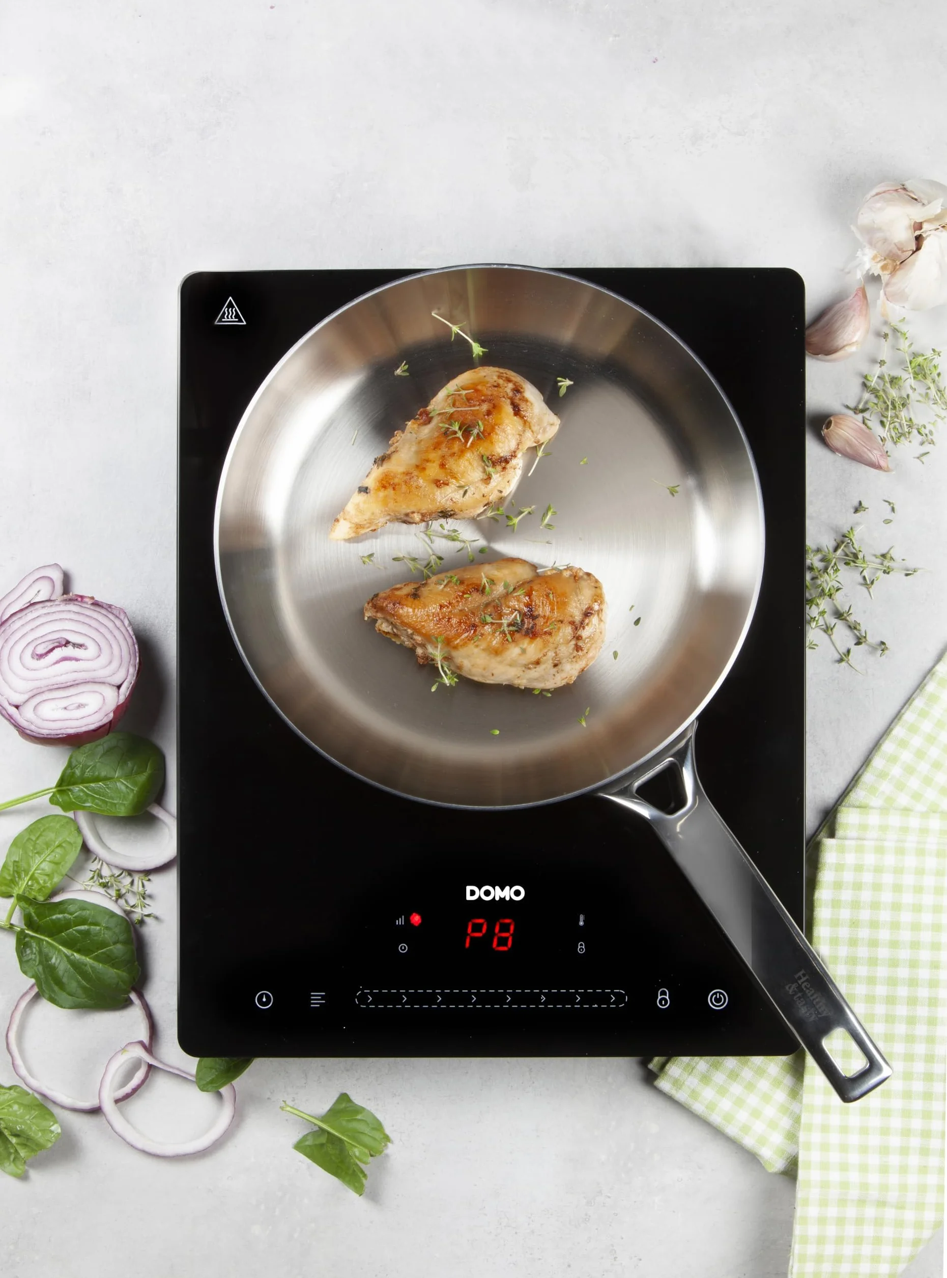 DOMO DO332IP Plaque Induction - Écran LED - Plaque de cuisson 1 feu - Ø 20 cm - Arrêt automatique - Sécurité enfants - Noir