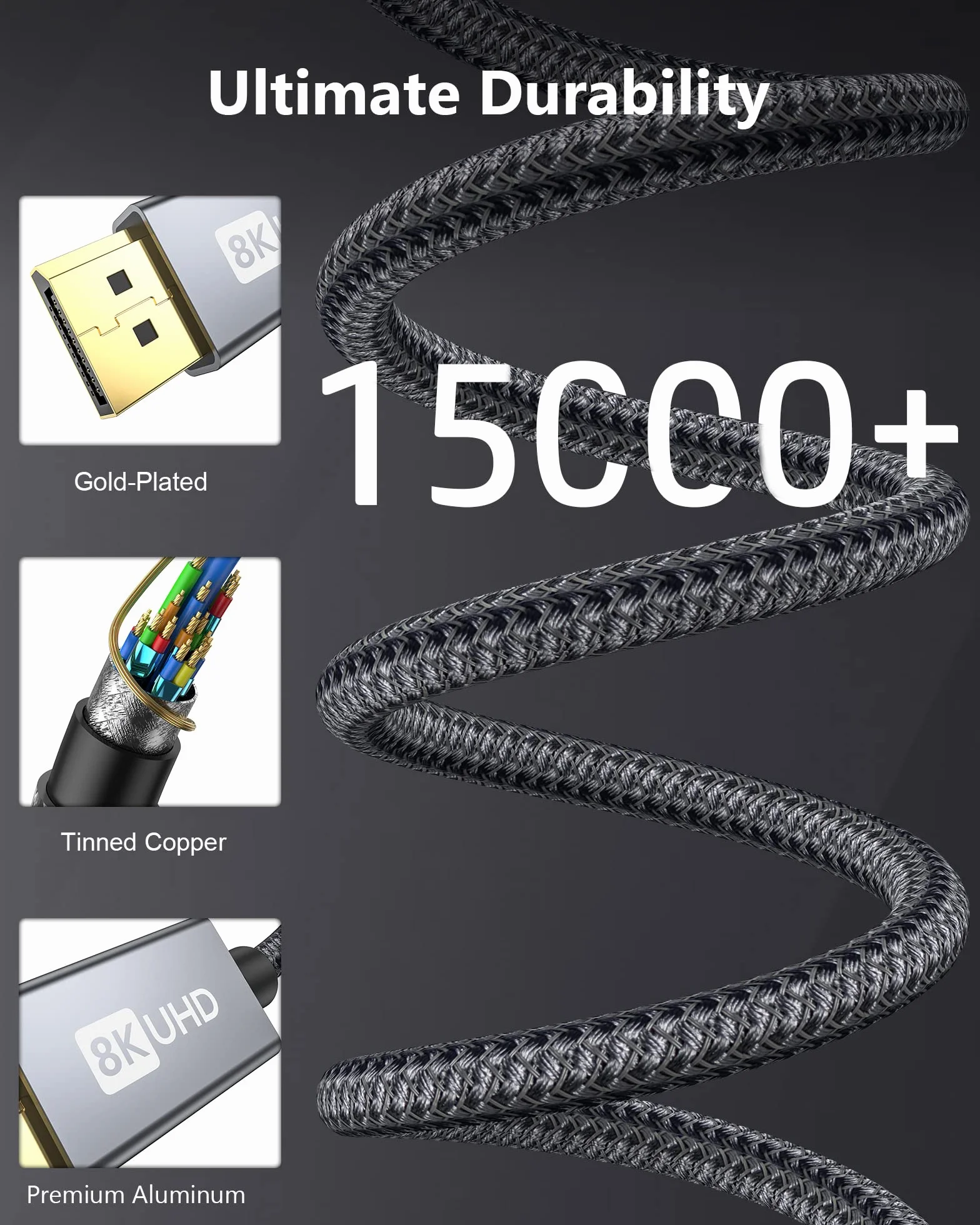Silkland Kabel Mini DP do DP 1.4 2M 8K@60Hz 4K@144Hz, Kabel Thunderbolt 2 z HDR HBR3 DSC1.2 G-Sync FreeSync HDCP2.2, Mini Displayport do Displayport do laptopa MacBook iMac Monitor Karta graficzna PC