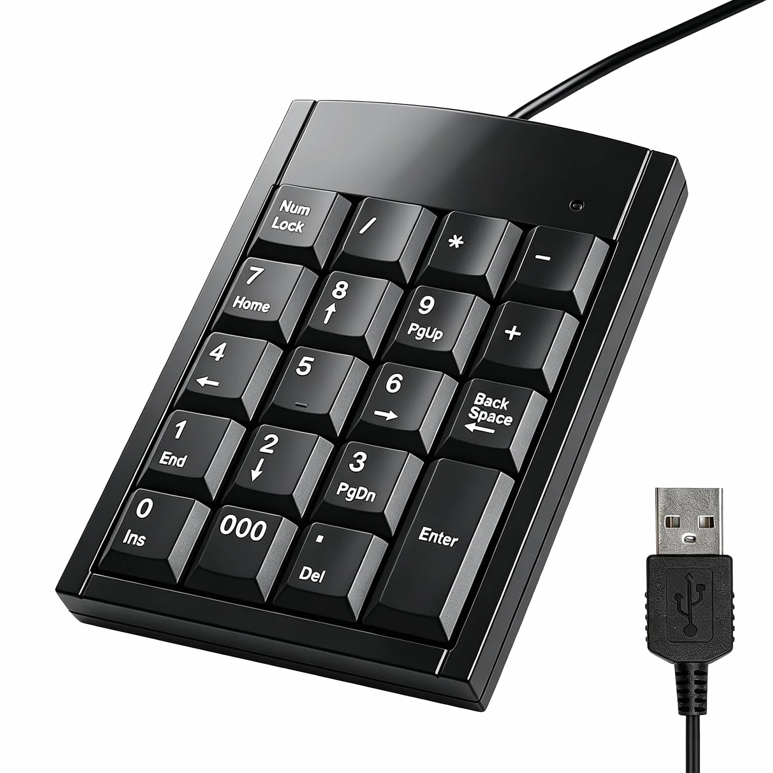 Wodoodporne Klawiatury Numeryczne USB, Klawiatura Numeryczna 19 Mini Klawiatura USB Obsługuje Każdy System Dla Laptopa, Komputera, Komputera Stacjonarnego, Notebooka, Laptop, Czarnego